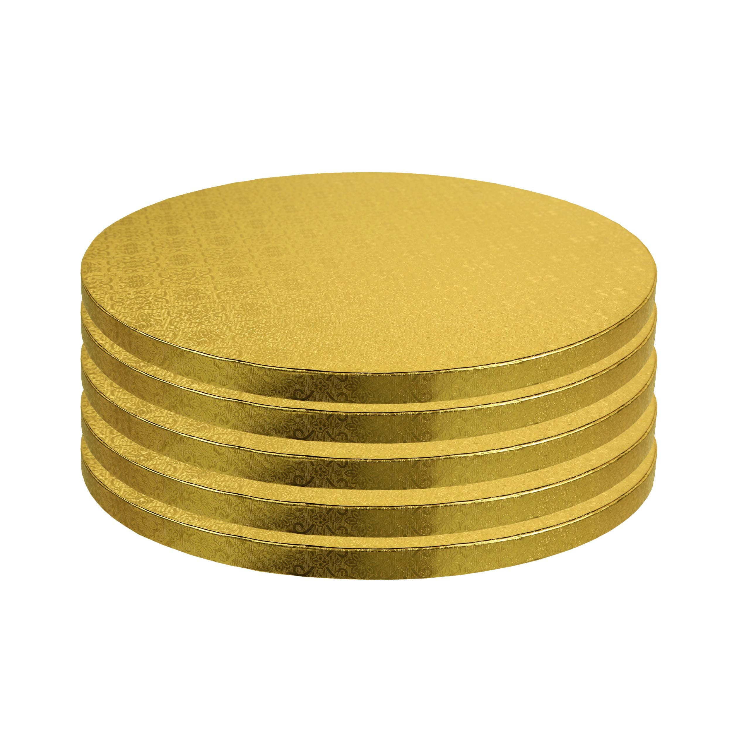 Ocreme Cake Board, Gold Foil Round Cake Circles With Gorgeous Design, Sturdy & Durable 1/2    Thick Cake Drums, Round Cake Board