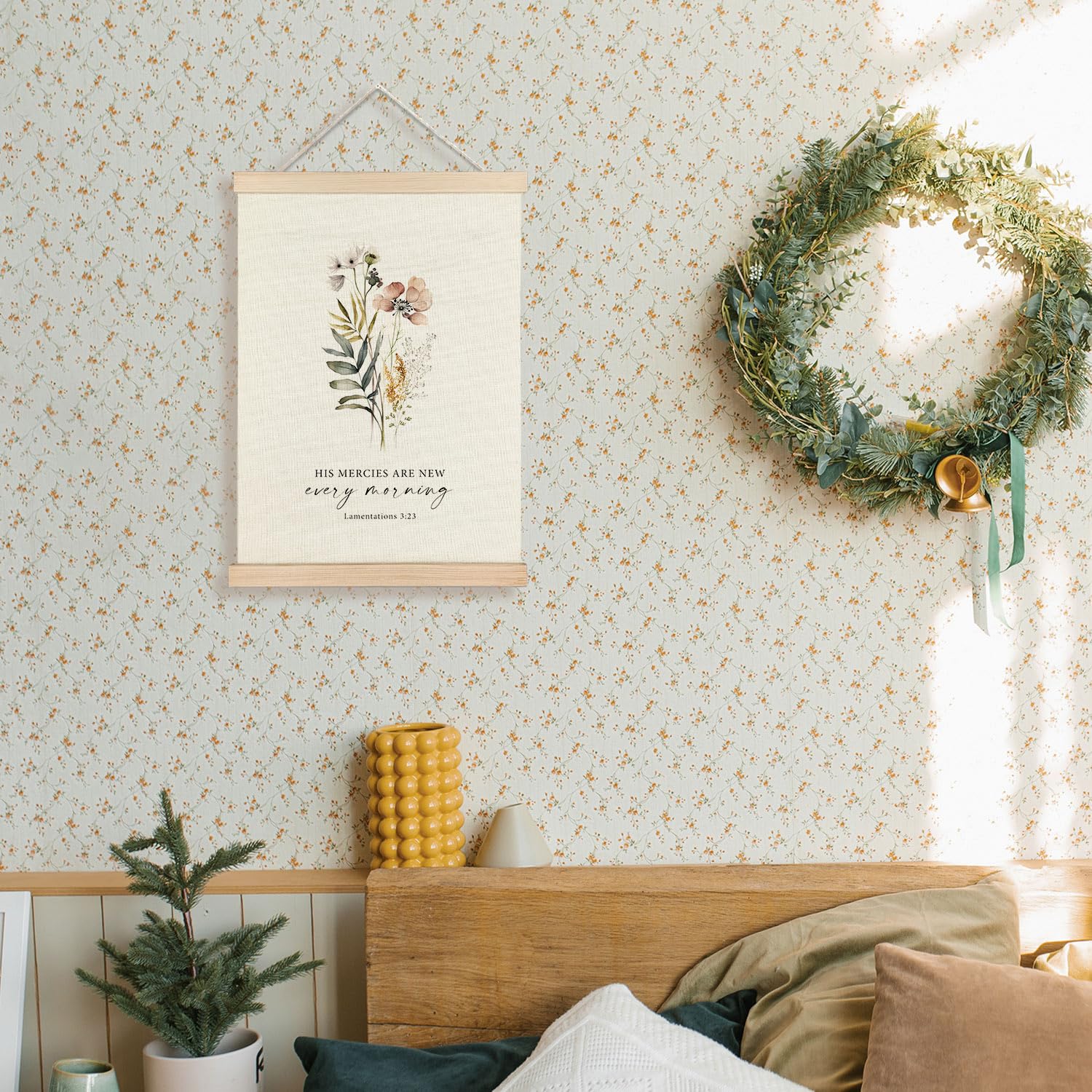 Supwhd Christian Wall Decor, His Mercies Are New Every Morning Christian Wall Art Framed, Christian Decor For Bedroom Living Roo
