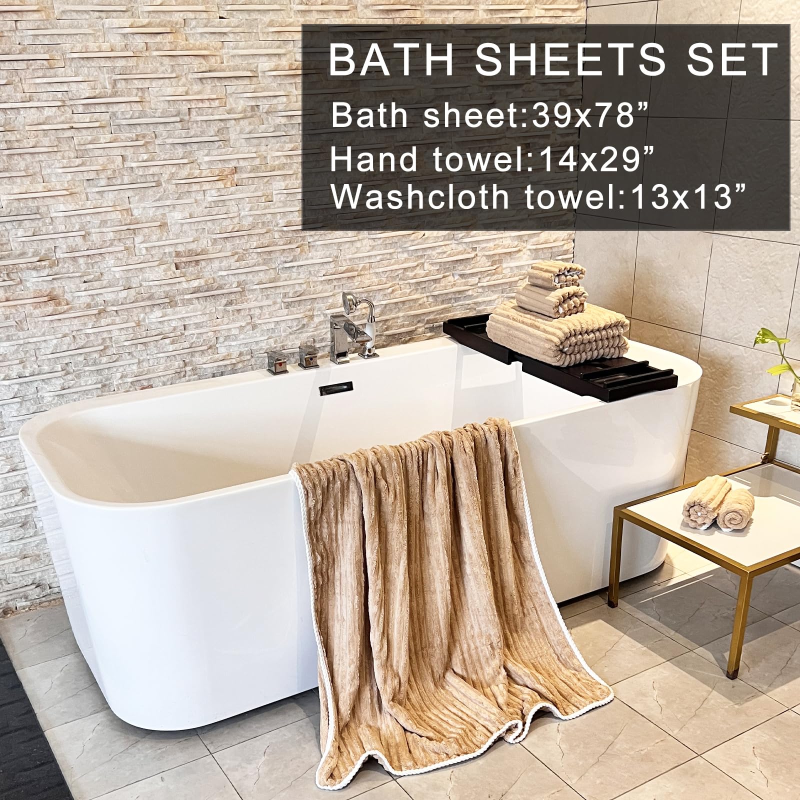 Ytyc 39X78 Inches Oversized Bath Sheets Towels Set Large Towels For Bathroom Luxry Plush Super Soft Absorbent Stripe Hanging Loo