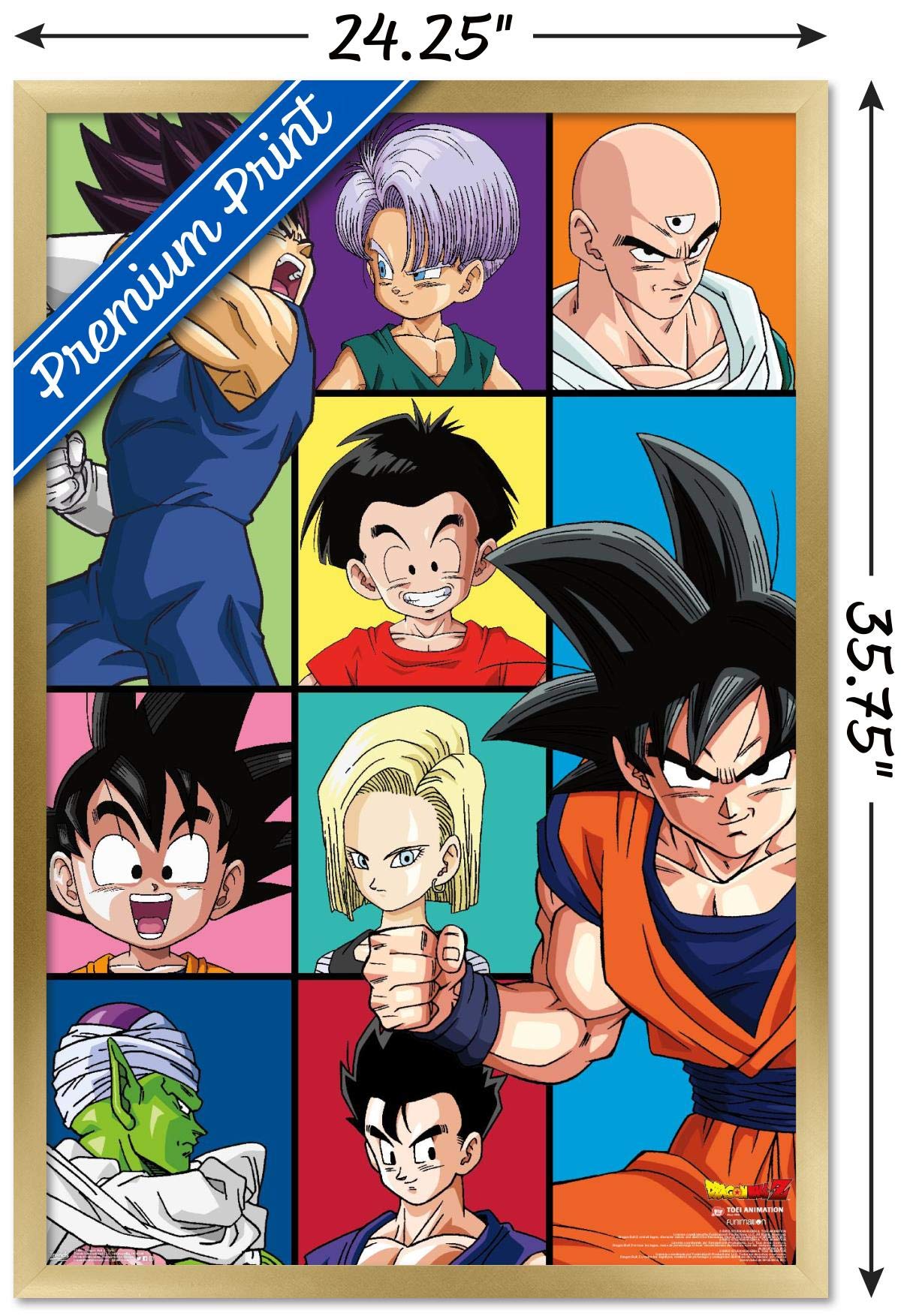 Trends International Dragon Ball Z - Grid Wall Poster, 22.375'' X 34'', Gold Framed Version