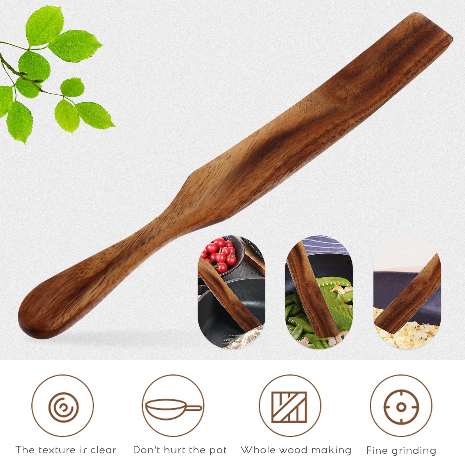 Hemoton Wooden Spatula Spurtle For Cooking,Sourdough Starter, Spreading, Baking, Mixing:Sourdough Spatula,Egg Flipper Spatula,No
