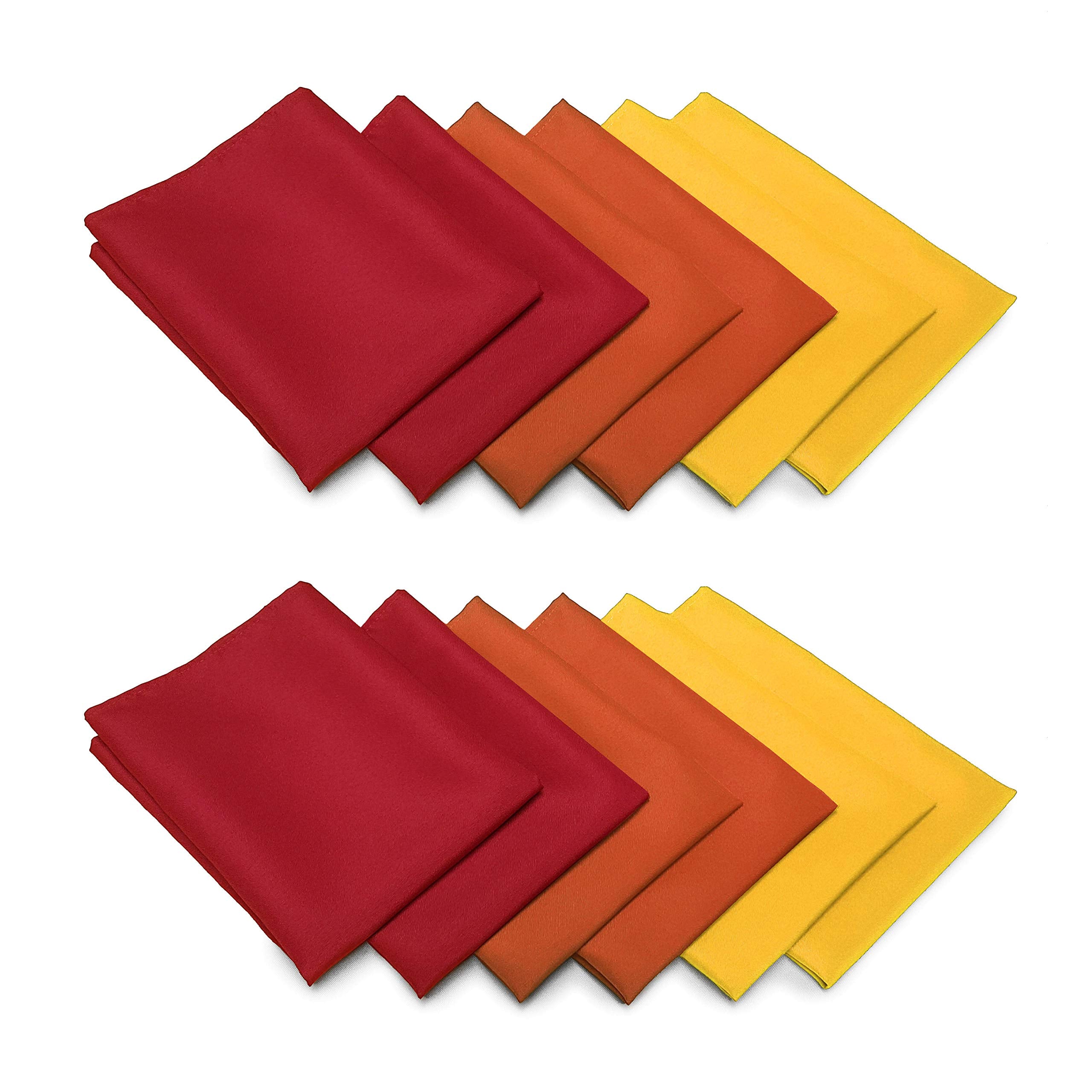 Tablelinensforless Thanksgiving/Fall Cloth Napkin Sets (12 Pack, Gold/Burnt Orange/Red)