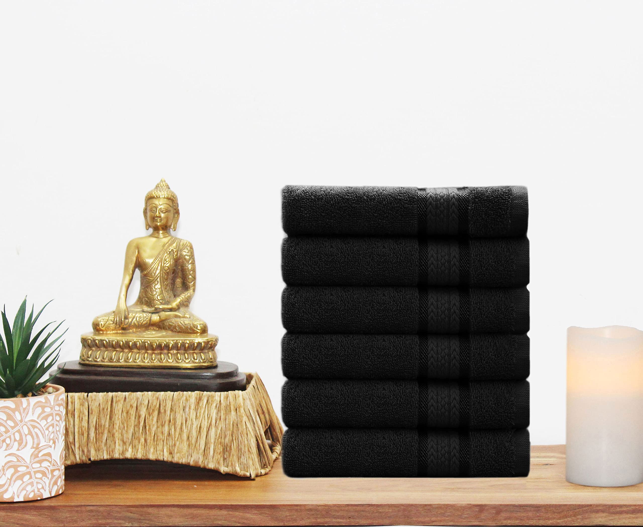 Cotton Craft Ultra Soft Hand Towels - 6 Pack -16X28-100% Cotton Face Towel Set - Absorbent Quick Dry Everyday Luxury Hotel Bathr