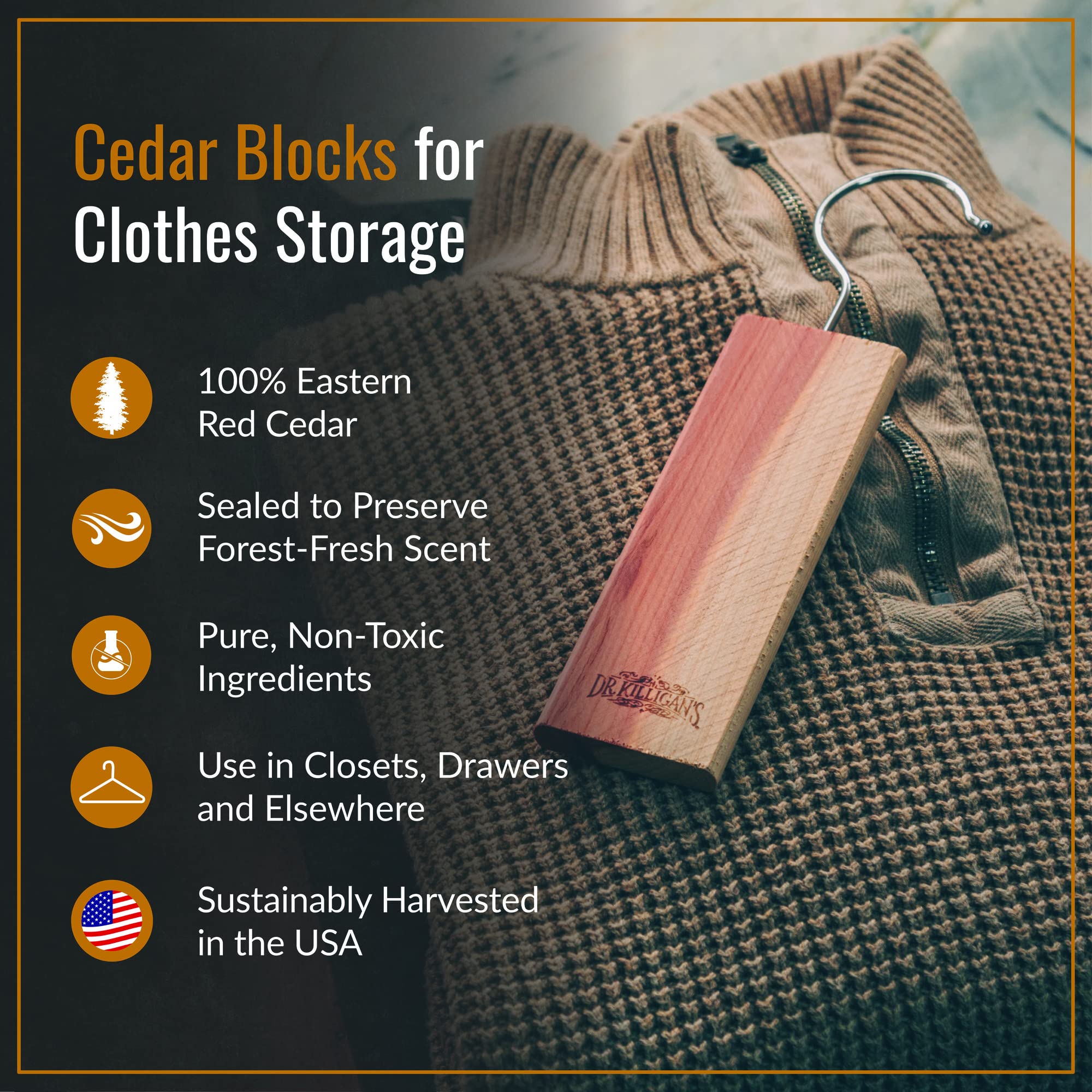 Dr. Killigan'S Cedar Planks - Cedar Blocks For Clothes Storage, Alternative To Moth Balls For Closet, Good Cedar Closet Freshene