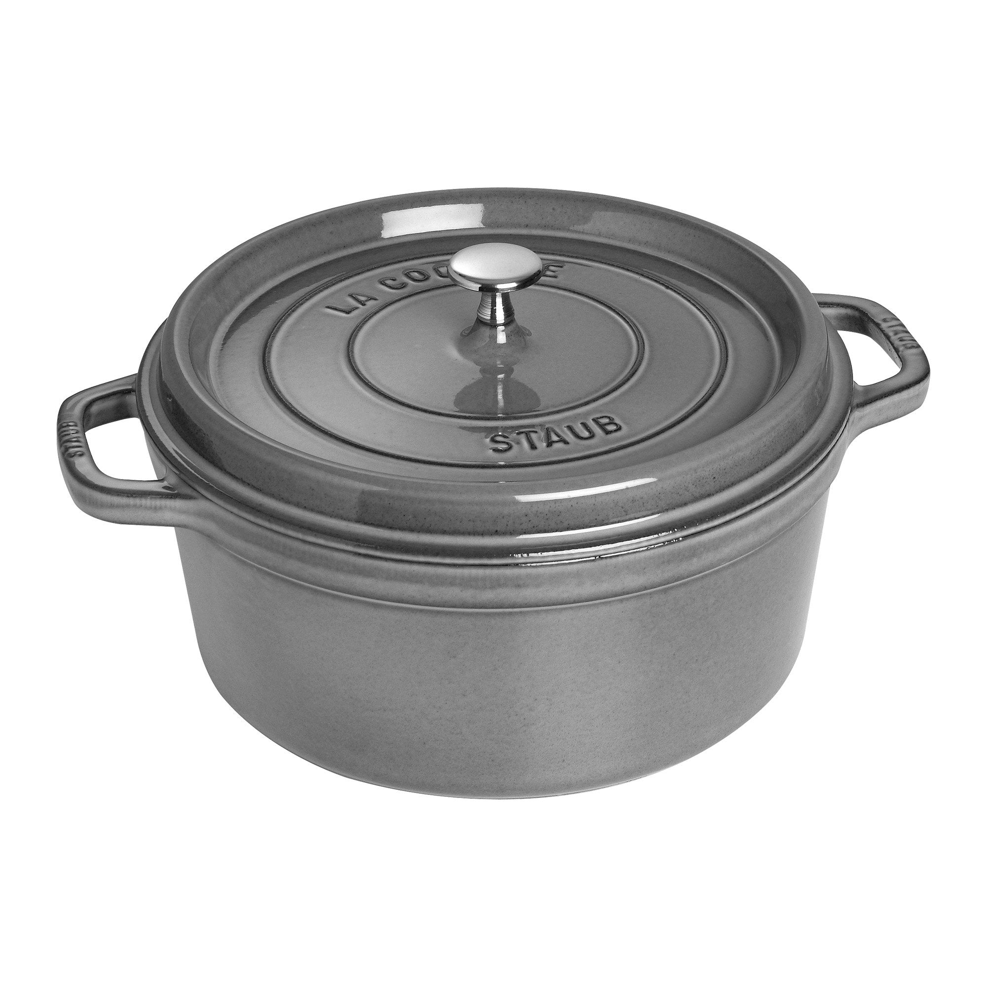 Staub Cast Iron 7-Qt Round Cocotte - Graphite Grey, Made In France