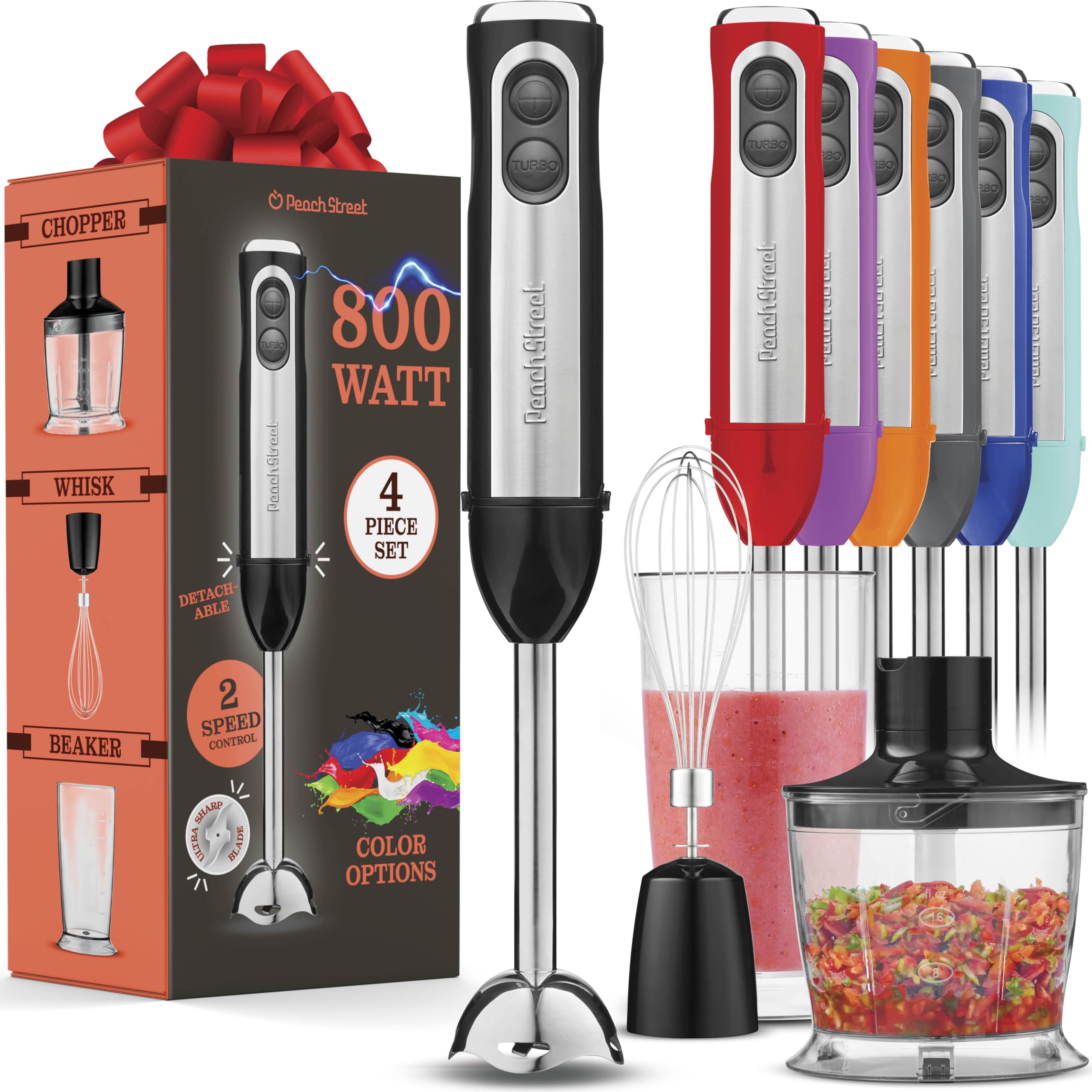 Multi-Use Immersion Blender Set, Hand Blender with Powerful Copper Motor 800W, High Speed, Turbo Mode, 3-in-1 Handheld Blender S