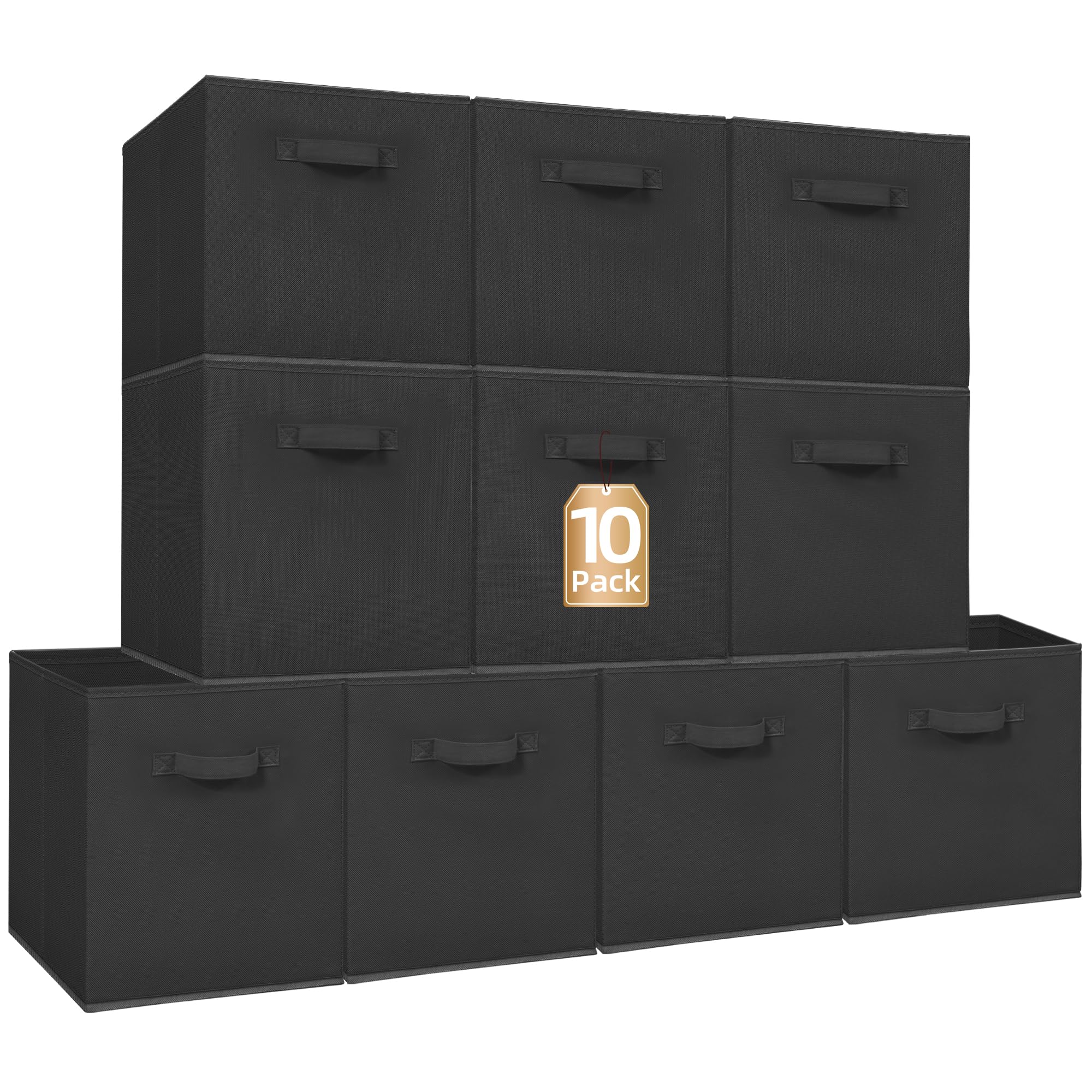 STORAGE MANIAC Storage Cubes, 13 Inch Collapsible Storage Bins with Handles, 10 Pack Fabric Foldable Bins for Organization, Dura