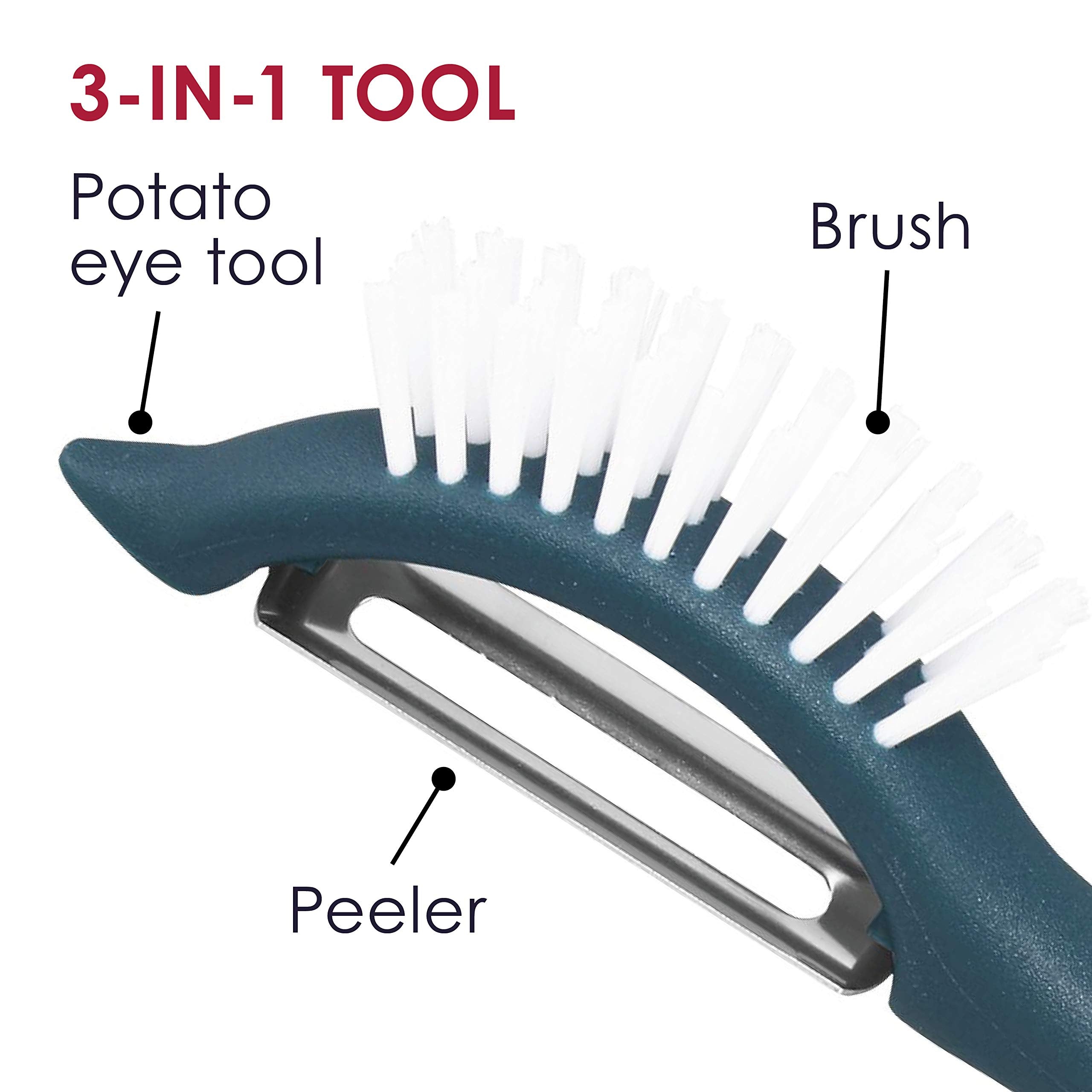 Rachael Ray Tools And Gadgets Nylon Veg-A-Peel Fruit/Vegetable Brush And Peeler, Marine Blue Large