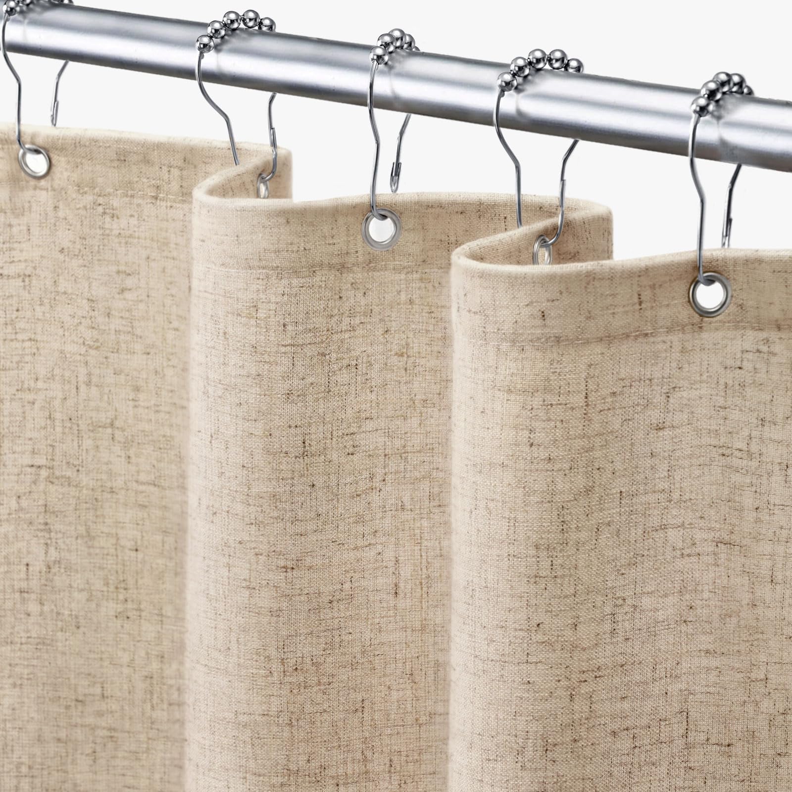 Awellife Linen Shower Curtain Beige Shower Curtains For Bathroom Natural Cloth Cotton Fabric Liner Desert Tan 36 X 72 Inch Moder