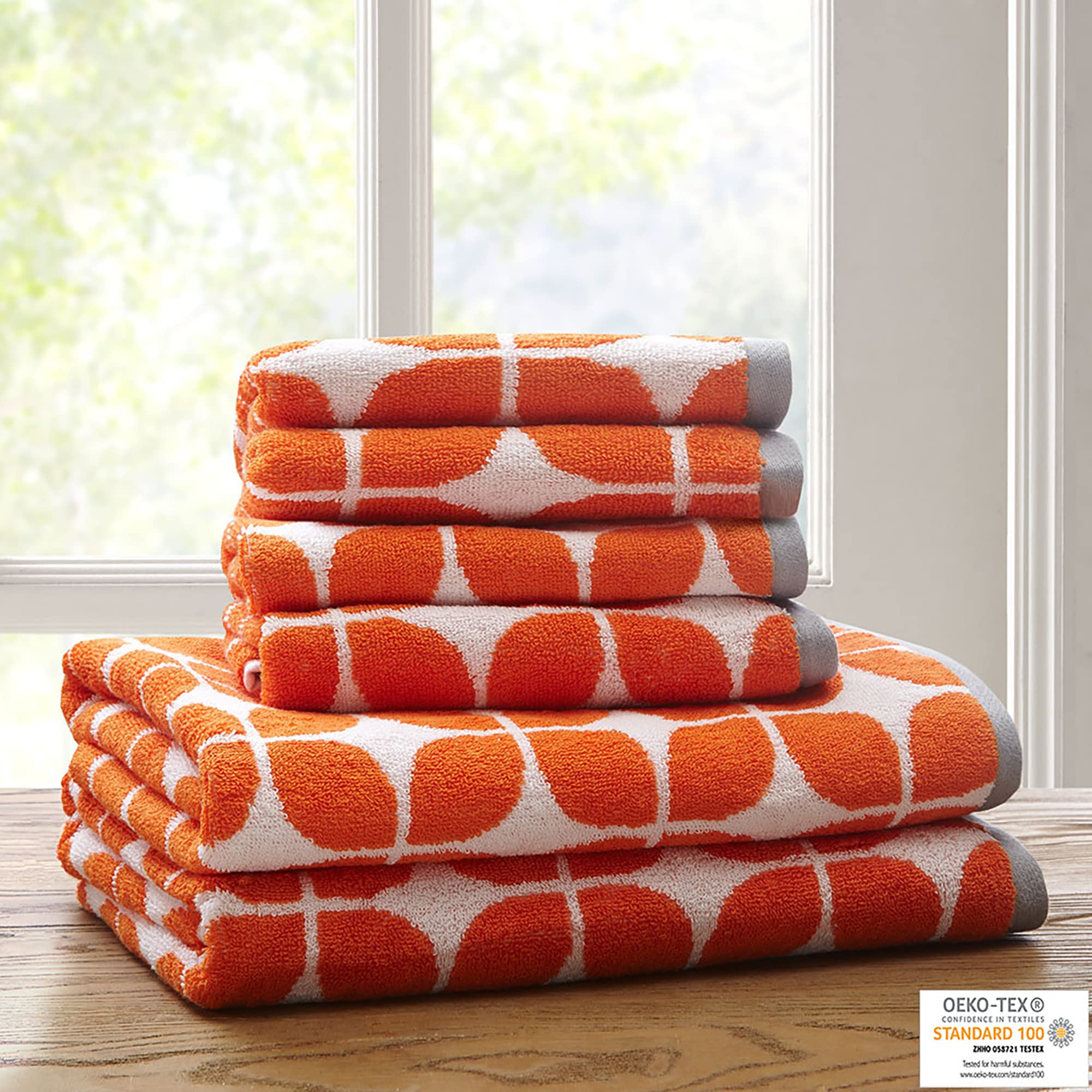Intelligent Design Lita Cotton Bathroom Towels , Jacquard Highly Absorbent Bath Towel Set , 6-Piece Include 2 Bath Towels & 4 Ha