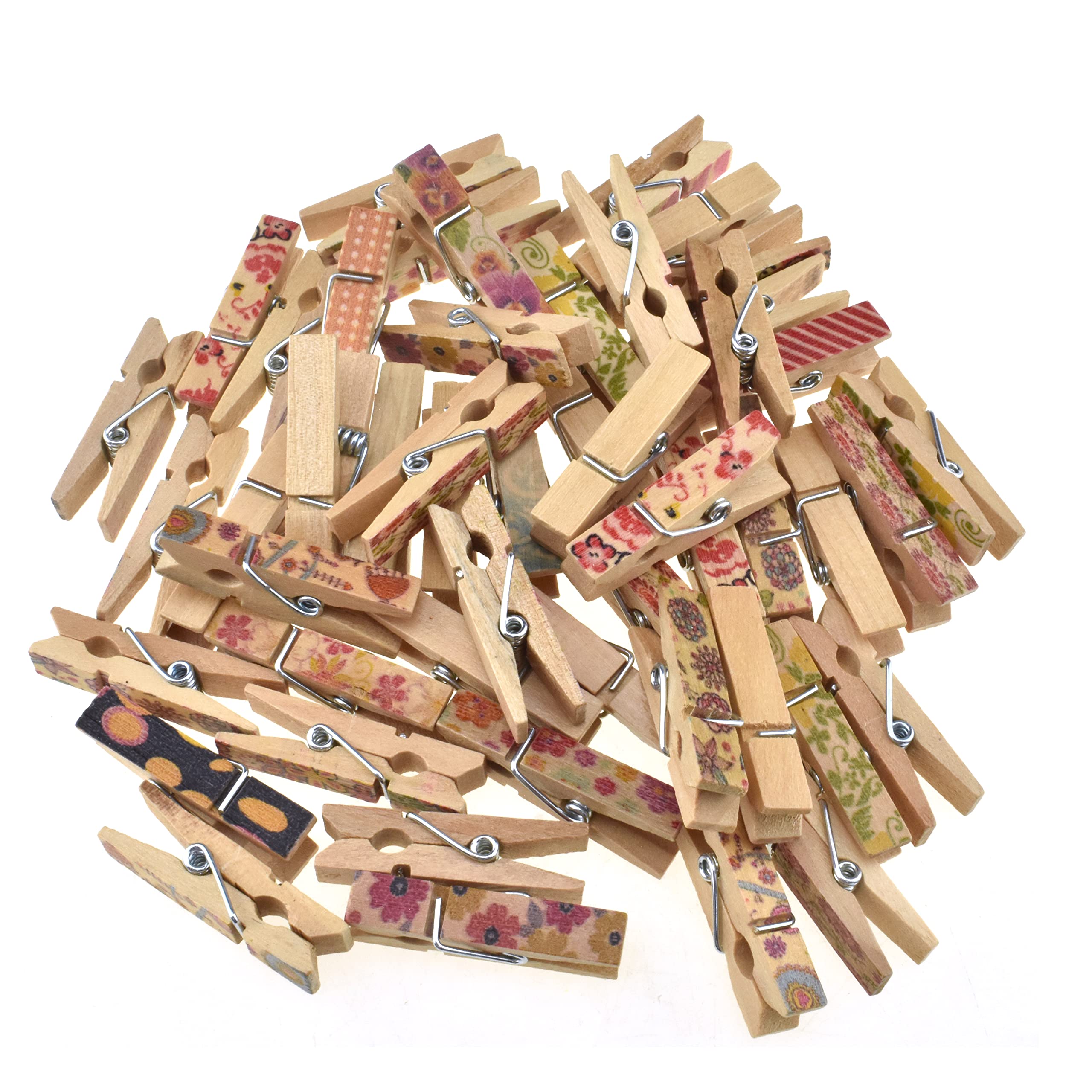 Hahiyo Colorful Painted Wooden Clothes Pins Clothespins Small Aviod Fall Apart 1.38 Inches Length 50 Pack Strong Springs No Rust