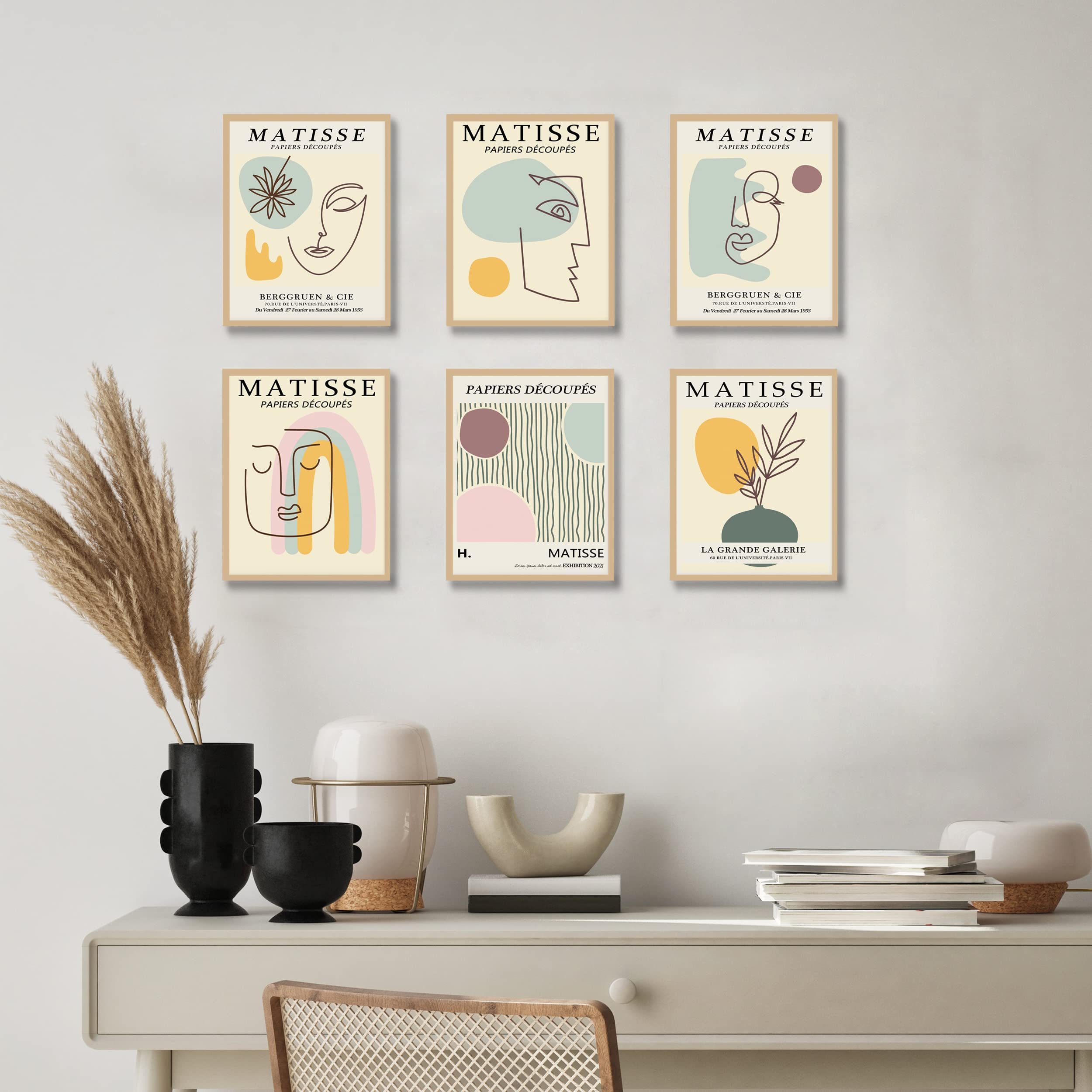Luodroduo Matisse Wall Art Prints Set Of 6 Canvas Decor Wall Decor Pictures Posters Art Set Bathroom Wall Art Decor (8''X10'' Un