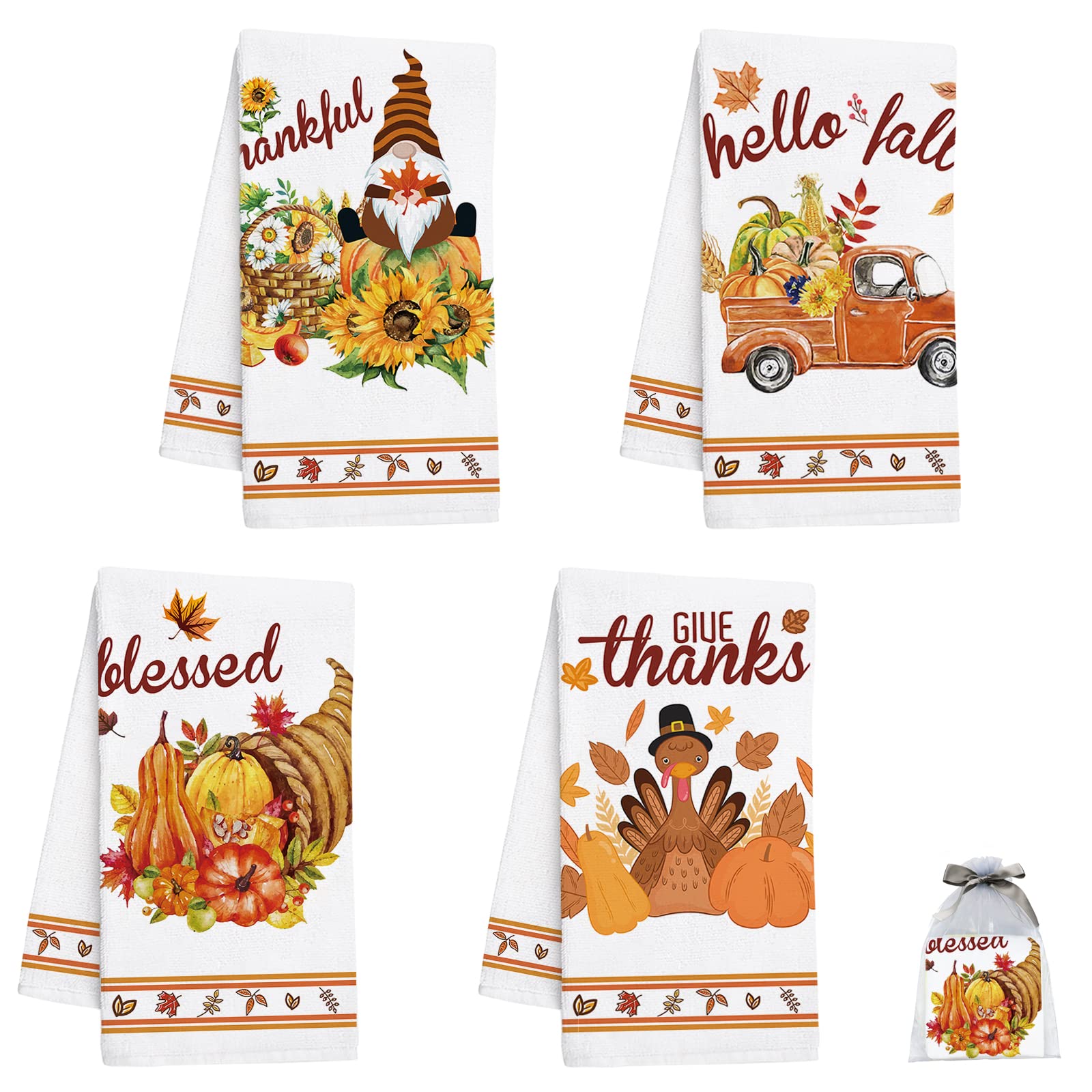 Nialnant Thanksgiving Kitchen Towels, Microfiber Washcloths Dish Towels For Drying Dishes, Funny Kitchen Hand Towels, Housewarmi