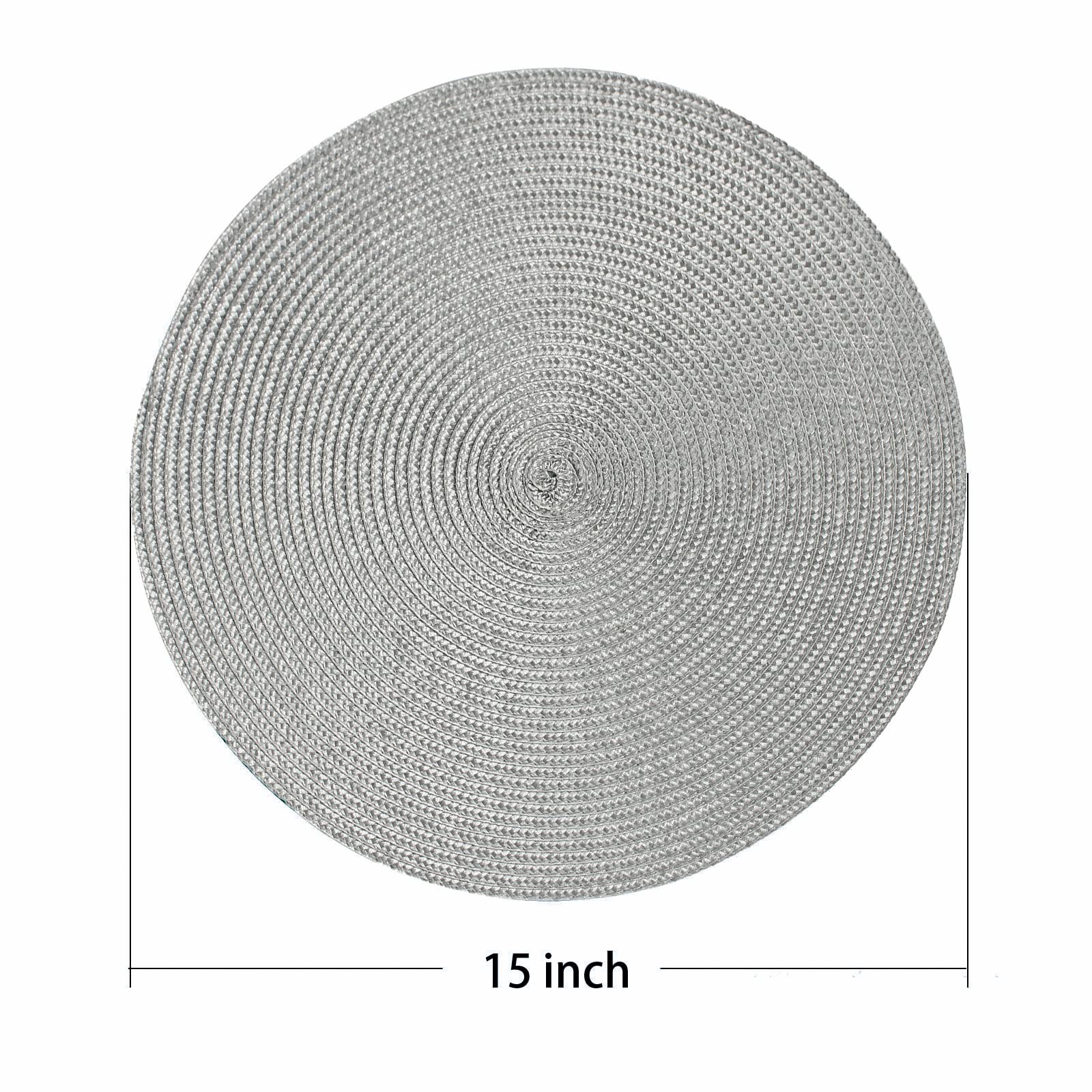Ahhfsmei Round Braided Placemats 15 Inch Round Table Mats For Dining Tables Natural Woven Heat Resistant Place Mats Set Of 6 (Gr