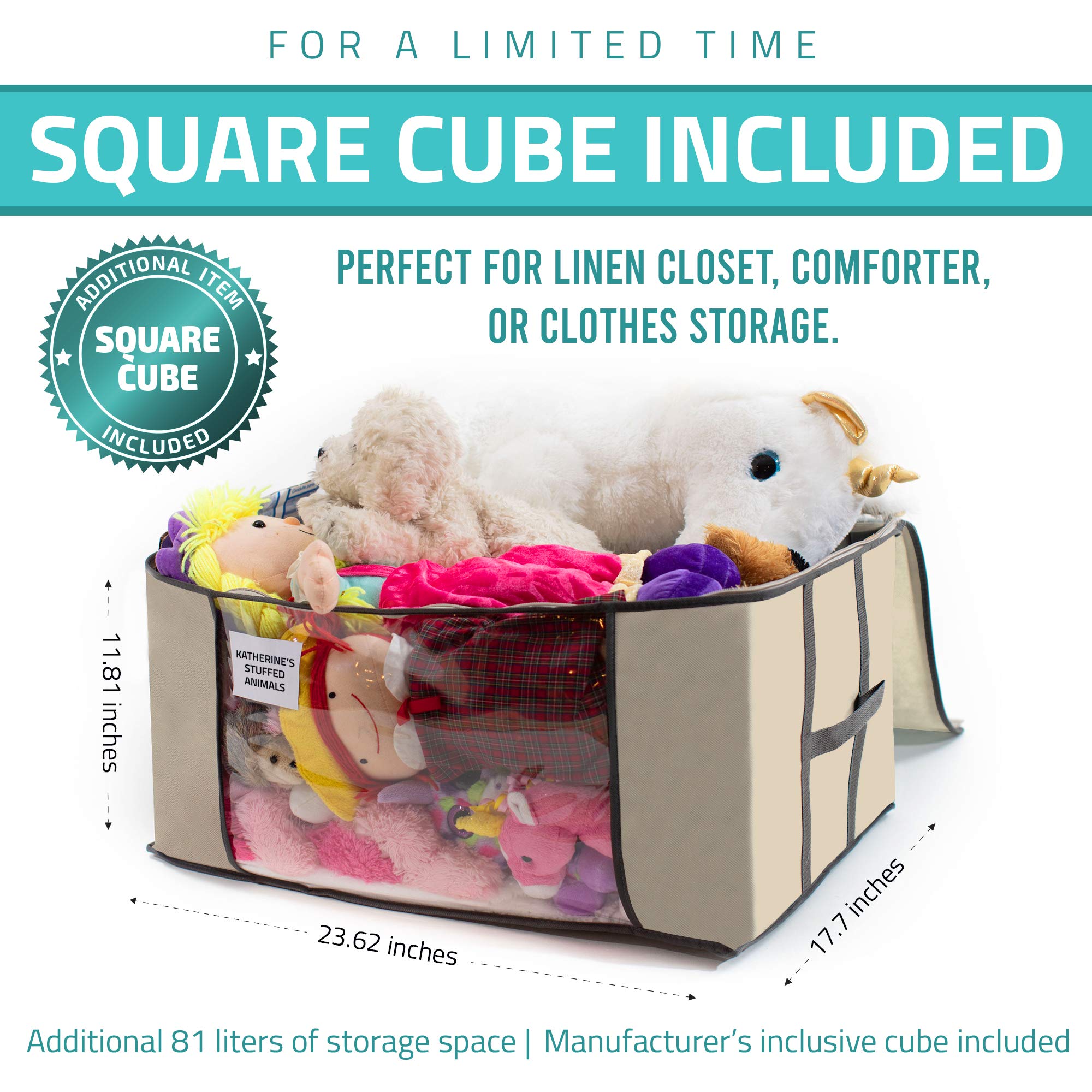 Underbed Storage Bag 2 Large Under-the-Bed Storage Containers and Organizer Bin Reinforced Handles Metal Zipper Foldable Under-B
