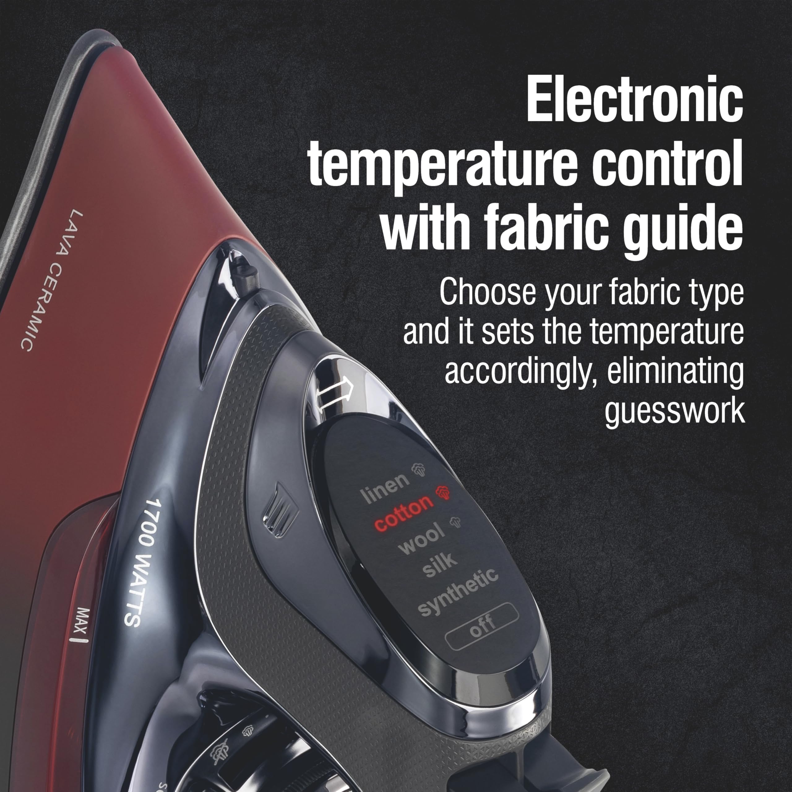 Chi Steam Iron For Clothes With 8 Retractable Cord, 1700 Watts, 3-Way Auto Shutoff, 400+ Holes, Professional Grade, Temperature