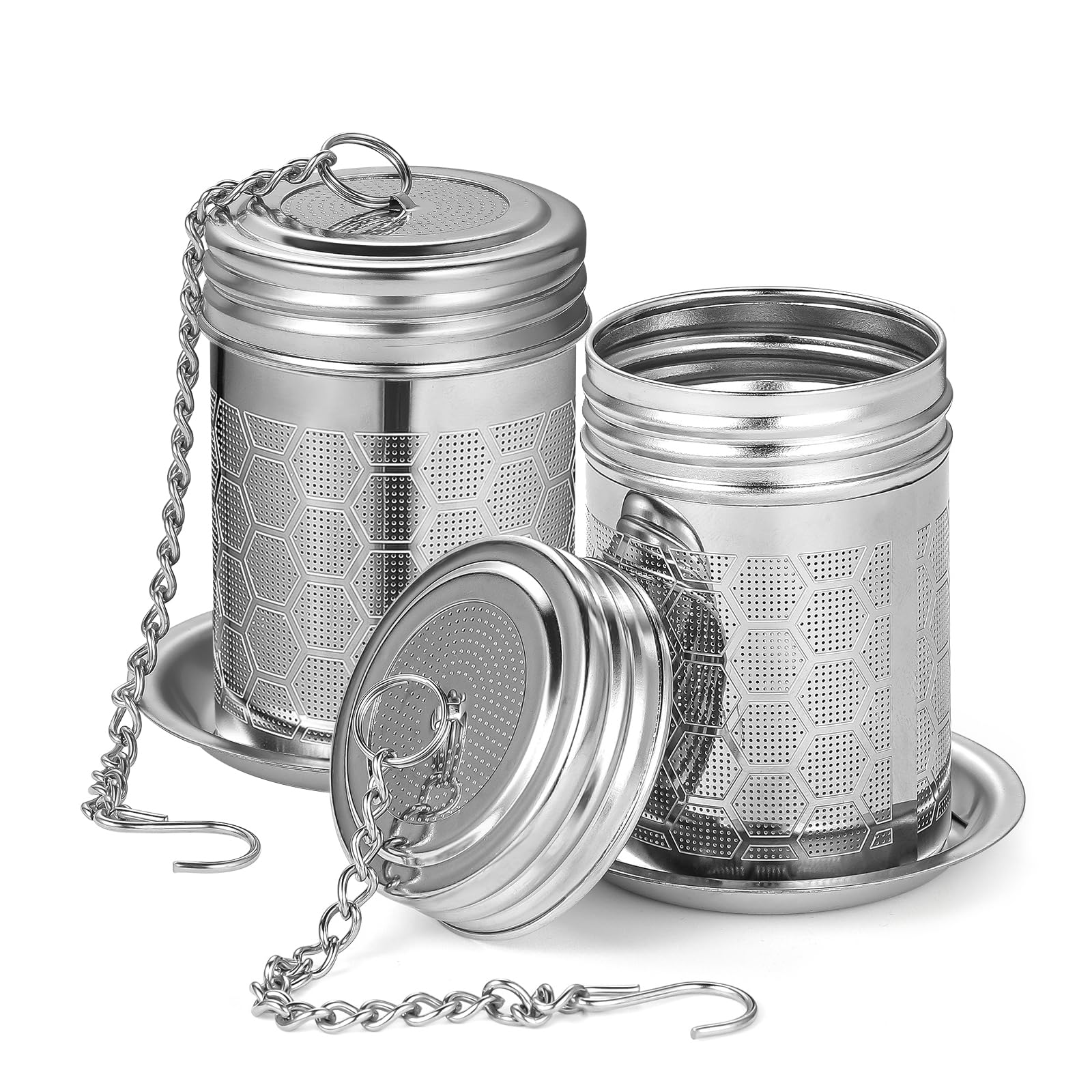 2 Pack Tea Strainers For Loose Tea 304 Stainless Steel Tea Infuser Mesh Loose Leaf Tea Steeper Tea Diffuser With Chain Hook And