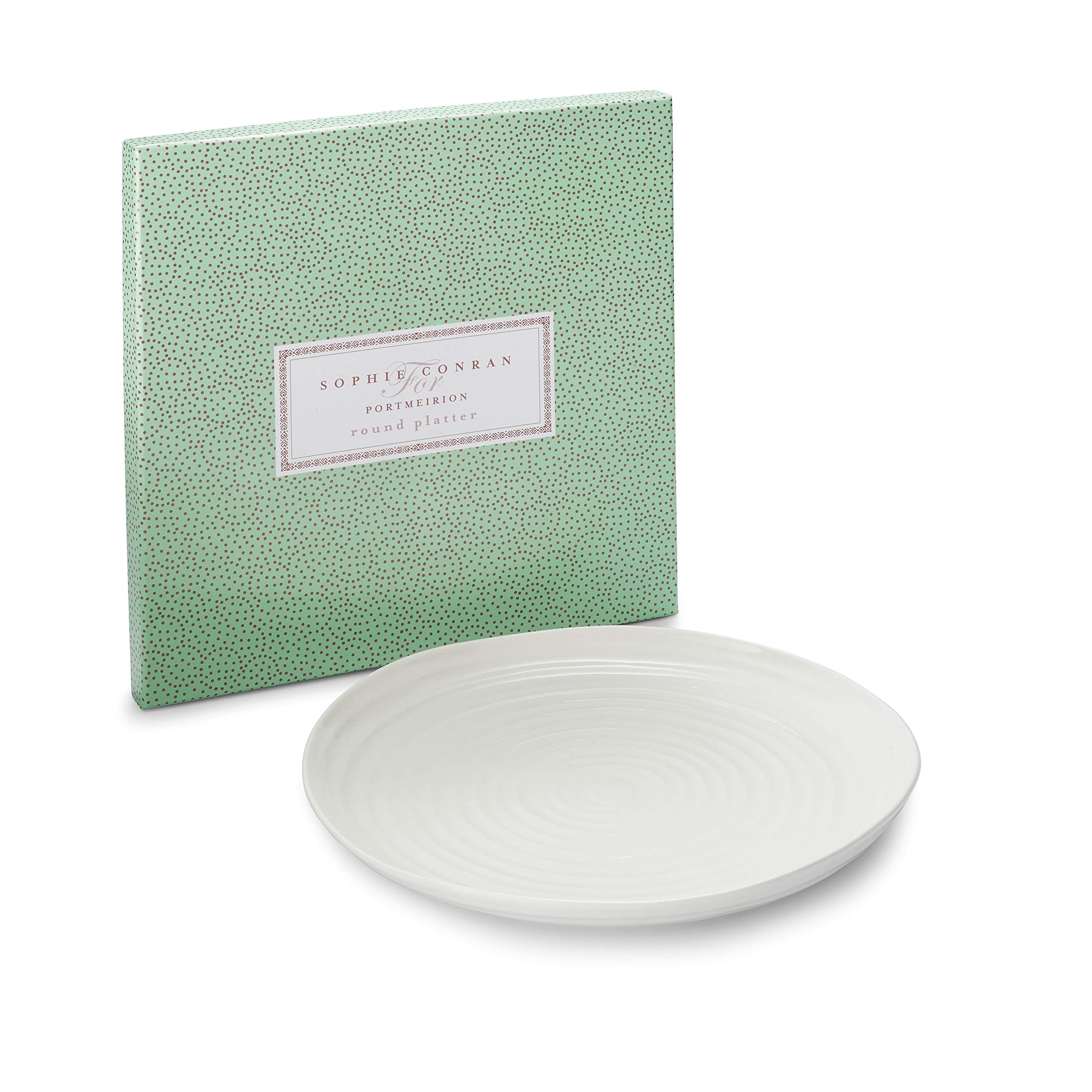 Portmeirion Sophie Conran White Round Platter | 12 Inch Porcelain Serving Tray For Appetizers, Snacks, And Sandwiches | Made Fro