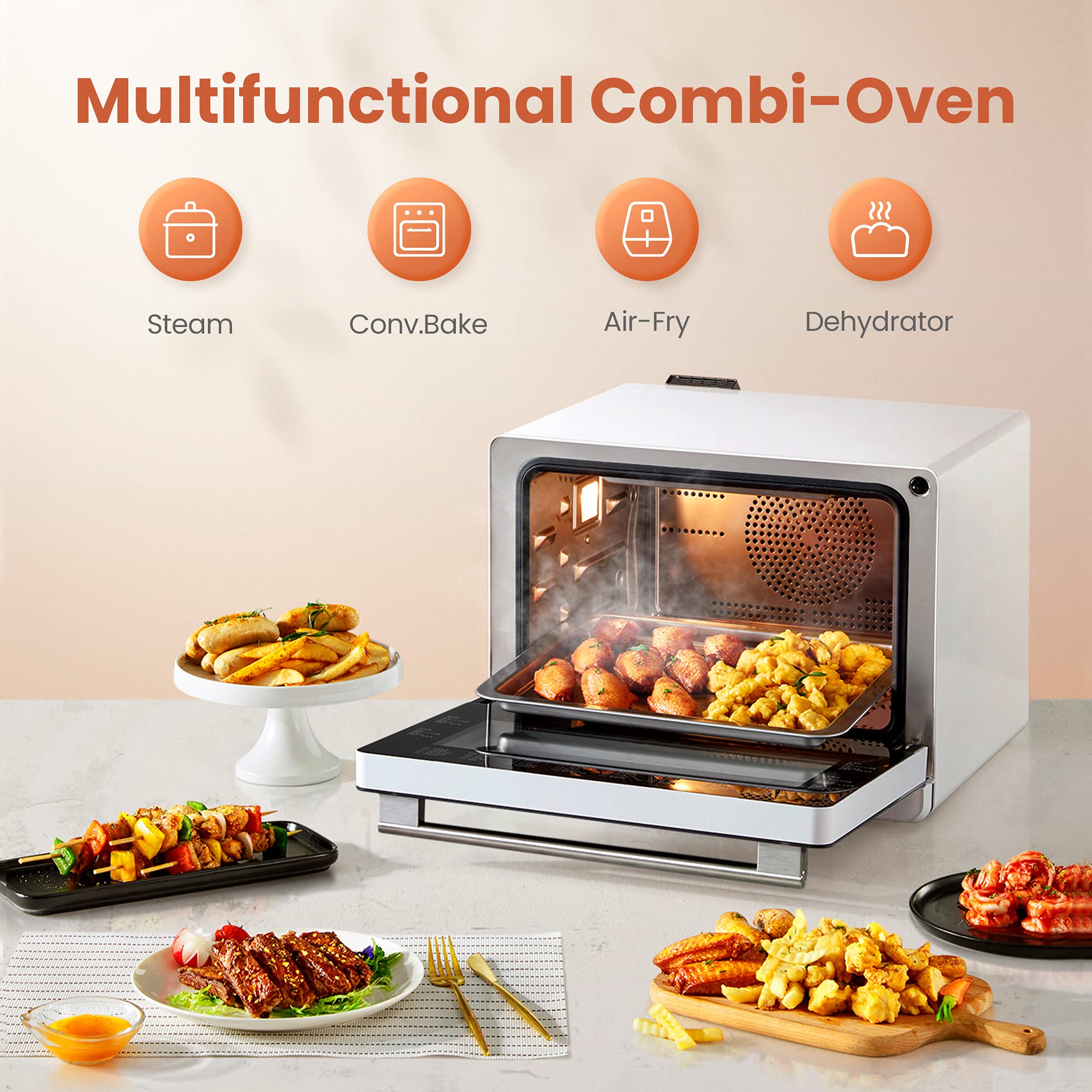 Fotile Chefcubii 4-In-1 Countertop Convection Steam Oven, Air Fryer, Dehydrator With True Convection Bake, Steam-Bake, Broil, 40