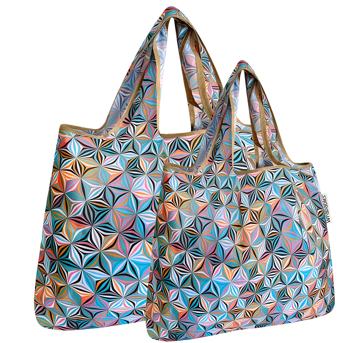 Allydrew Large & Small Foldable Tote Nylon Reusable Grocery Bags, Set Of 2, Star Pattern