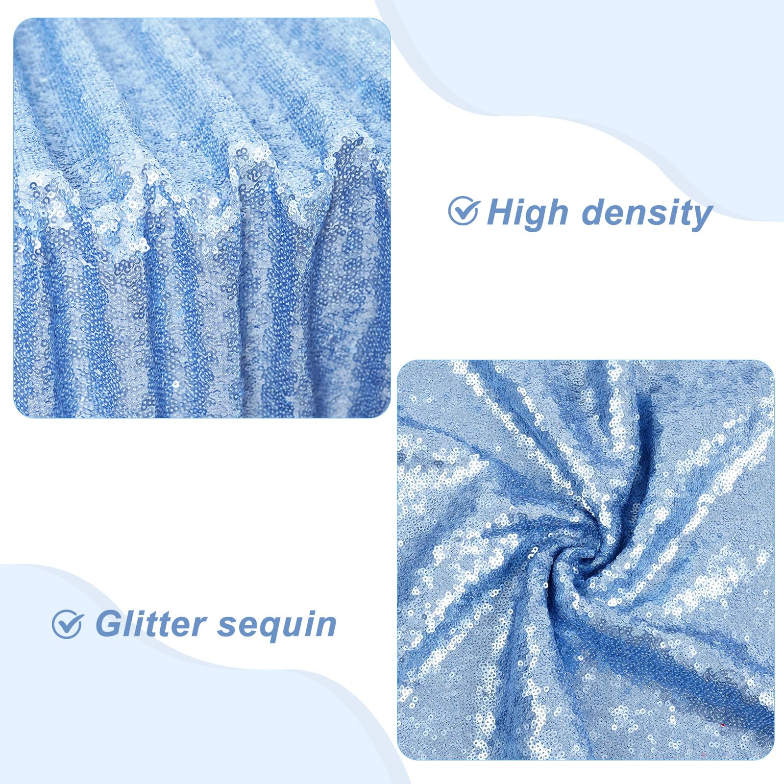 PartyDelight Sequin Tablecloth Baby Blue 50x80 Rectangular Table Cloth for Wedding Sweetheart Christmas Other Events