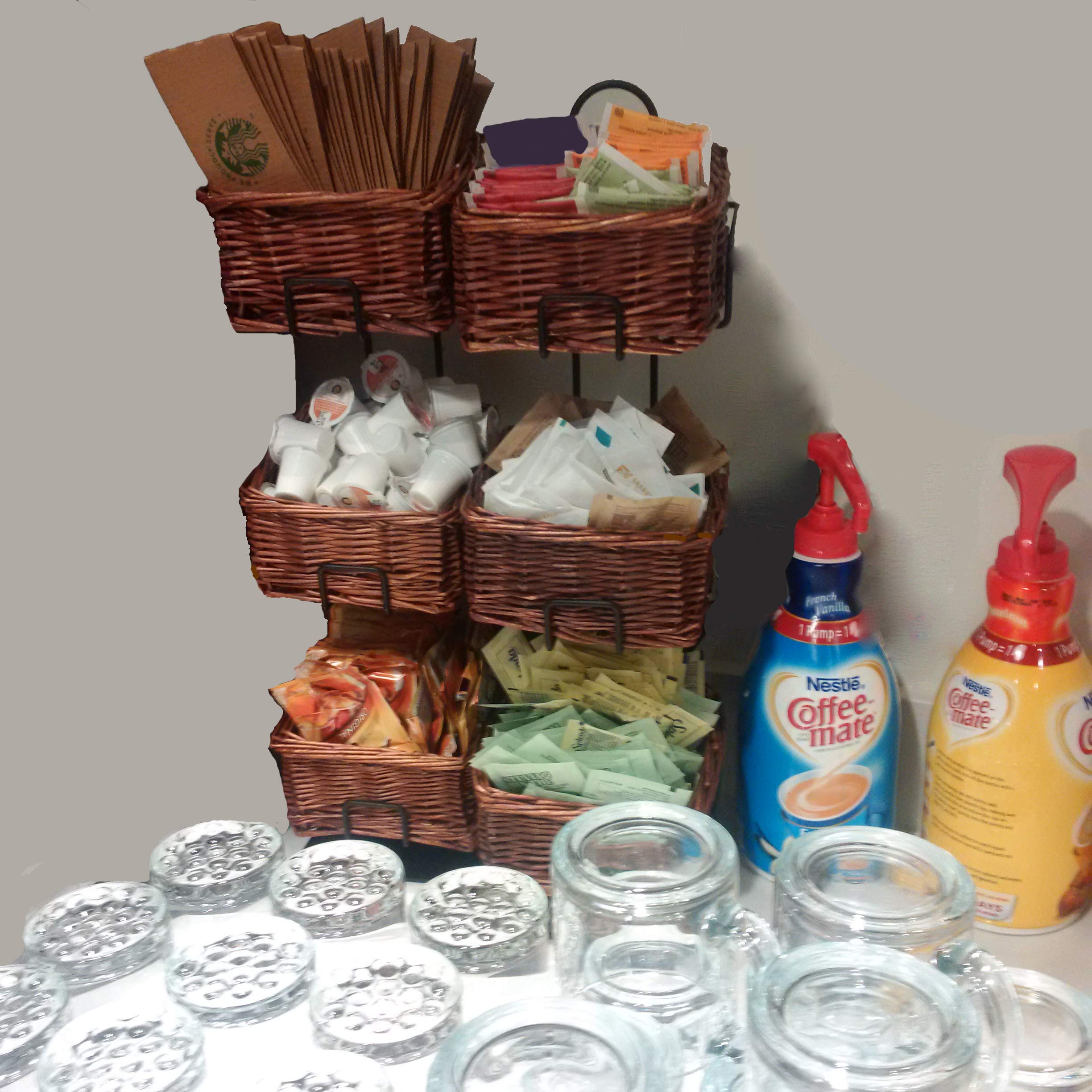 Mobile Merchandisers CR0620-3B-MB 3-Tier 3 Square Willow Basket Counter Display Rack Brown