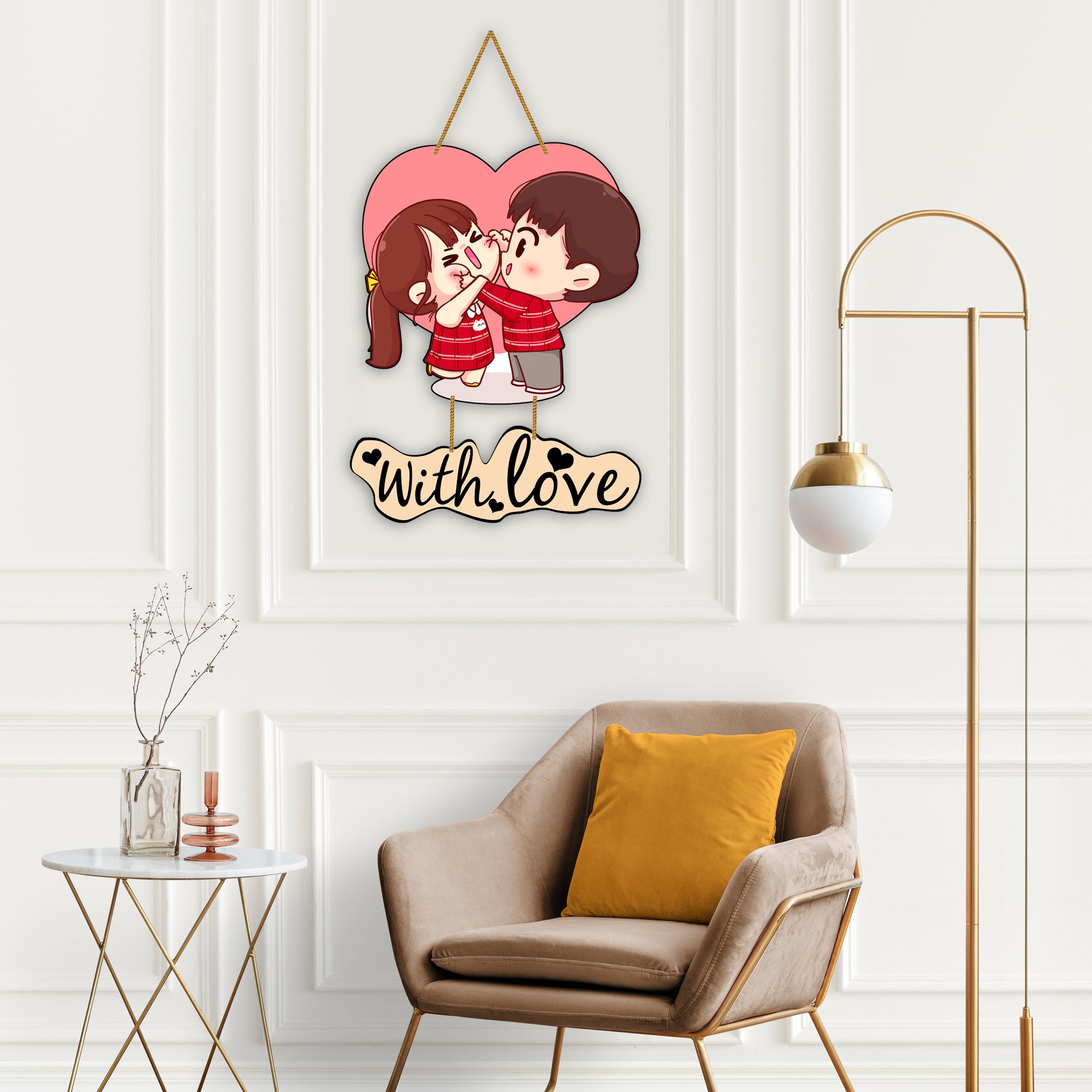 Shri Kanth Art Wooden Valentine Wall Hanging |Wall Hanger for HomeDecor Item | Wall Art With Love | Home Decor Couple Wall Art I