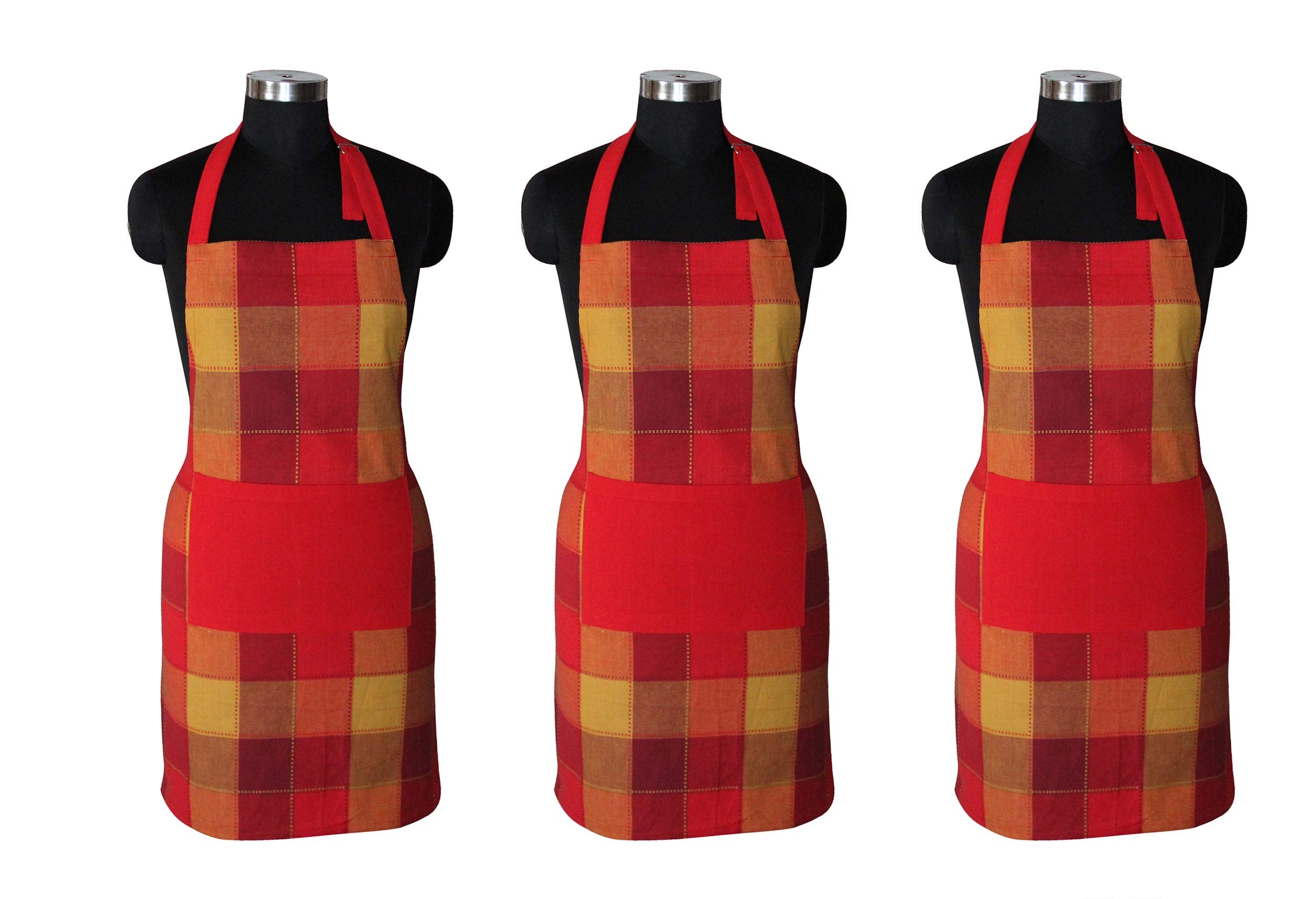 Airwill, 100% Cotton Yarndyed Designer Weaved Aprons, Sized 65Cm In Width & 80Cm In Length With 1 Center Pocket, Adjustable Buc