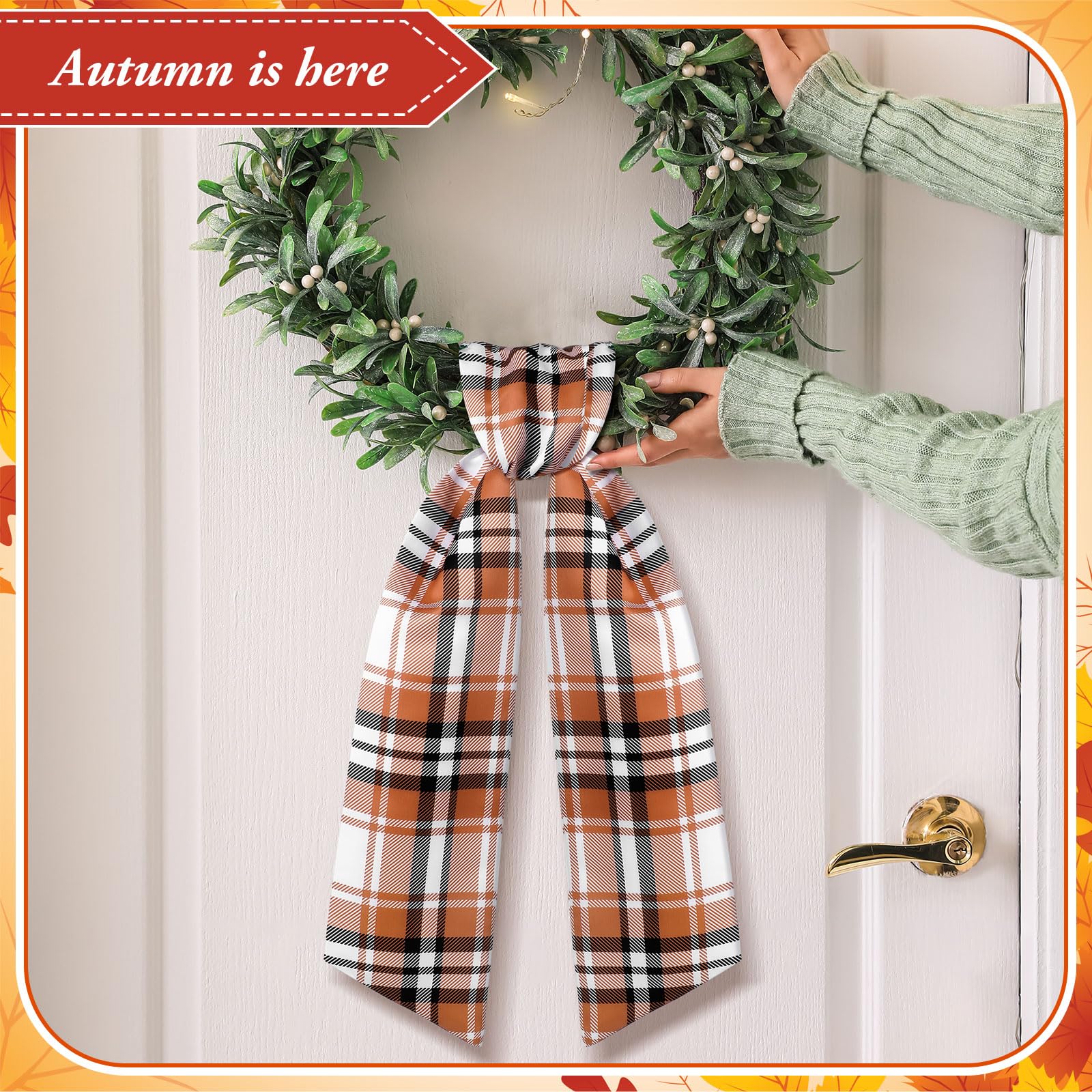 VitalCozy Wreath Sash for Front Door Wreath Satin Sash for Embroidery Monogram Garland Ribbon Accessories Xmas Party Yard Doorwa