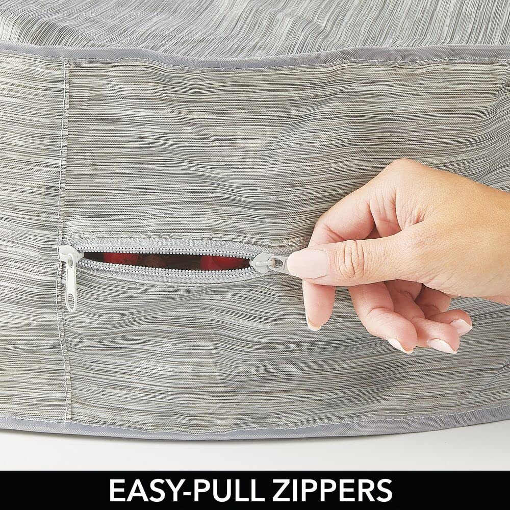 Mdesign Round 30'' Wreath Storage Container With Handles - Fabric Christmas Wreath Storage Bag And Protector - Garland Storage B