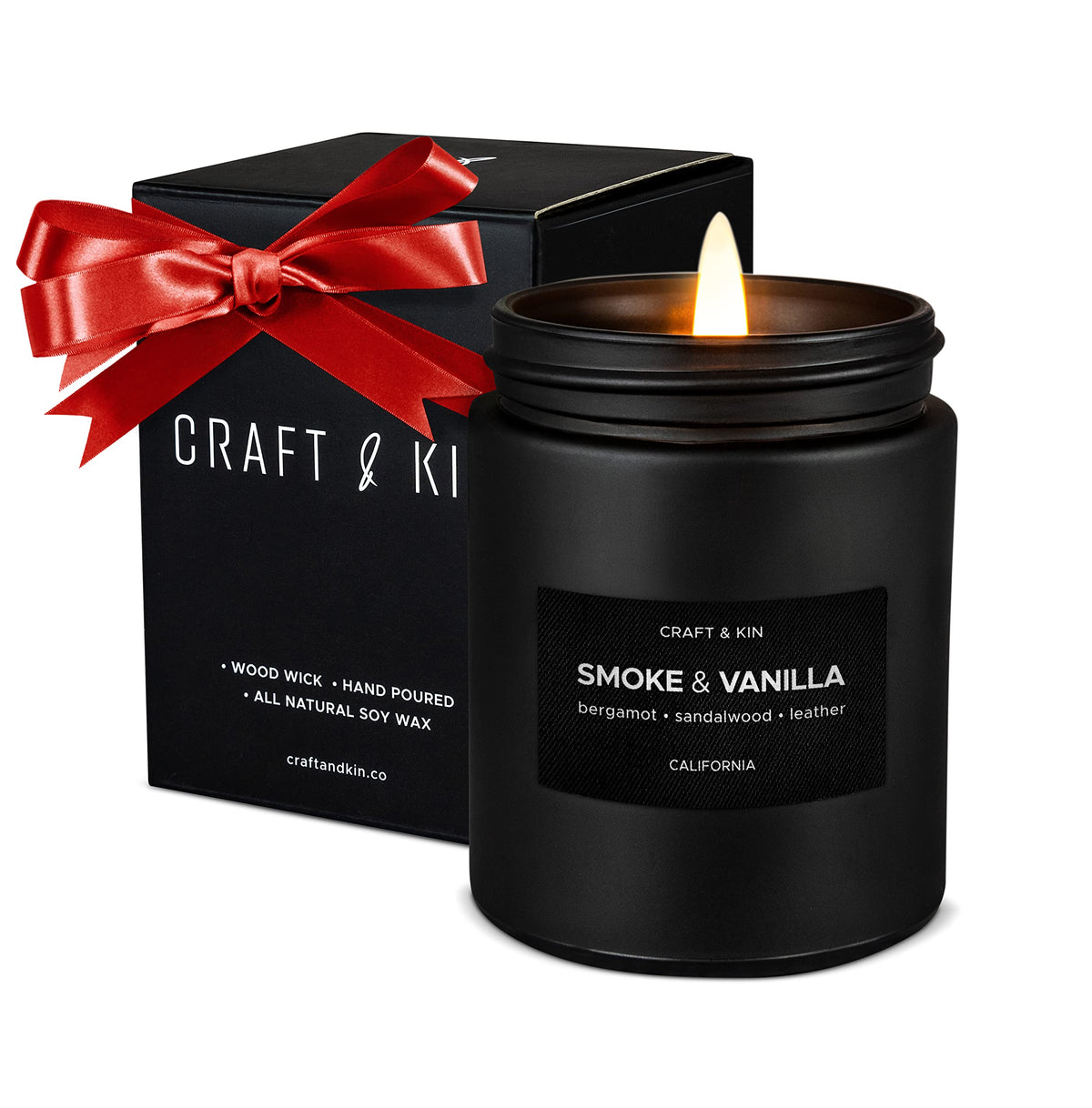 Scented Candles for Men  Wood & Vanilla Scented Candle  Fall Candles  Soy Candles for Home Scented  Christmas Candles Scented, W