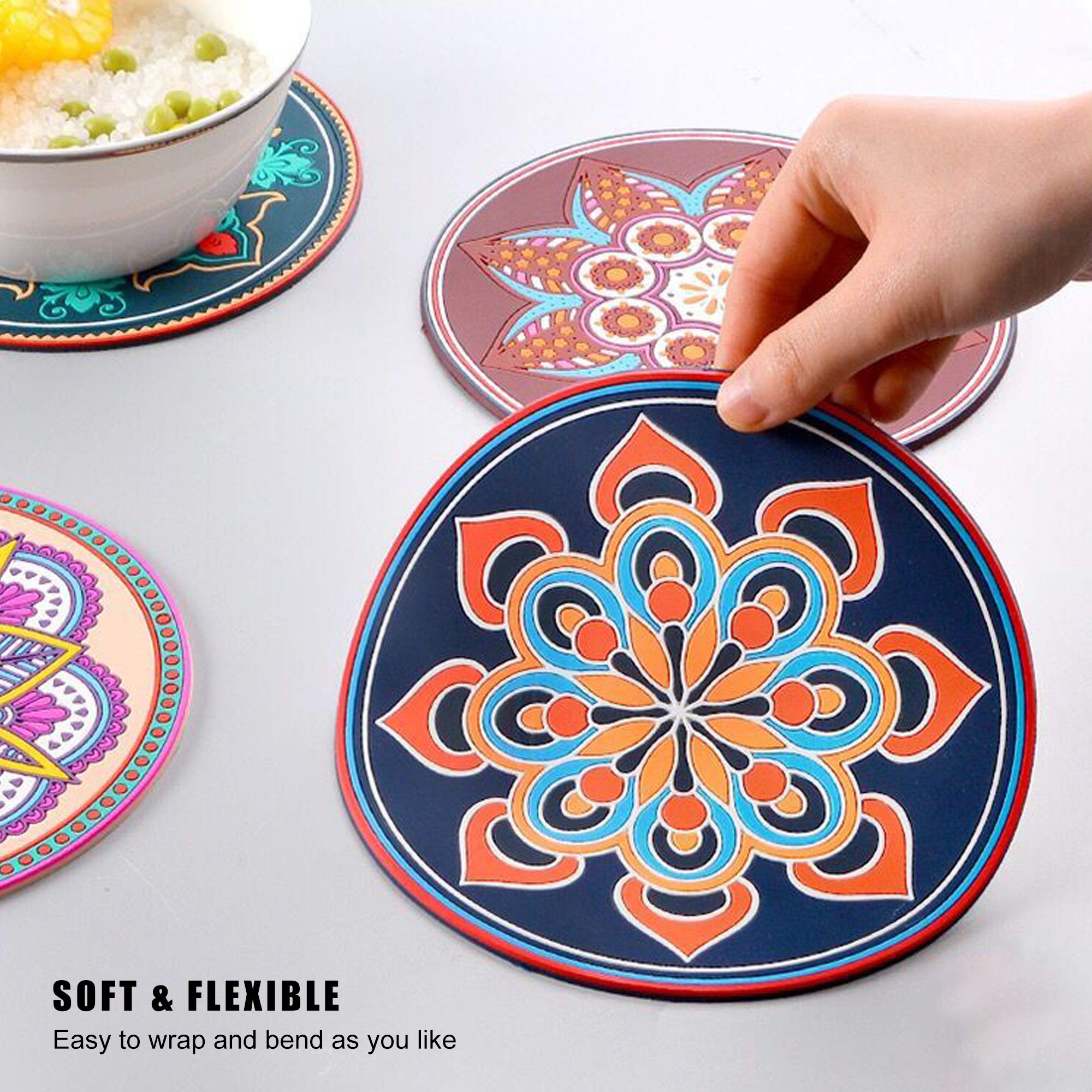 Longjet Trivets For Hot Dishes, Hot Pot And Pan Mats, Pot Holders For Kitchen, Kitchen Accessories For Countertop (Silicone/Vint