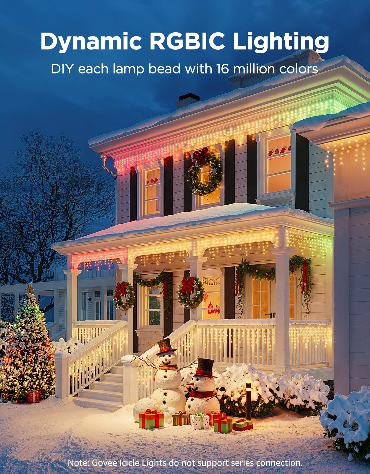 Govee Icicle Lights, Smart RGBIC Christmas Lights for Outside, 66ft with 800 LEDs Icicle Light for Outdoor, IP67 Waterproof, Mus