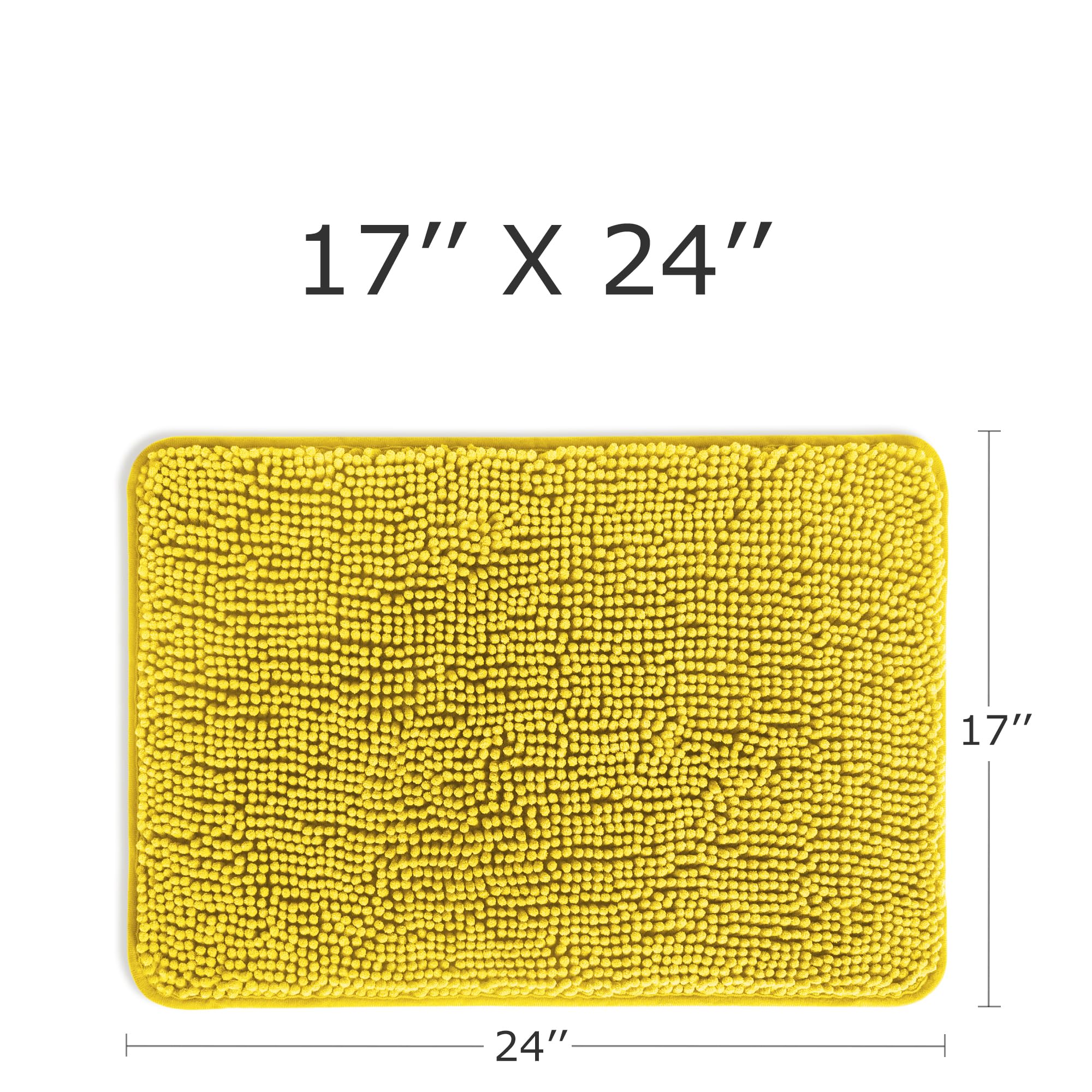 Yeaban Yellow Bathroom Rugs - Thick Chenille Bath Mats | Absorbent And Washable Bath Rug Non-Slip, Plush Rugs For Bathroom, Kitc