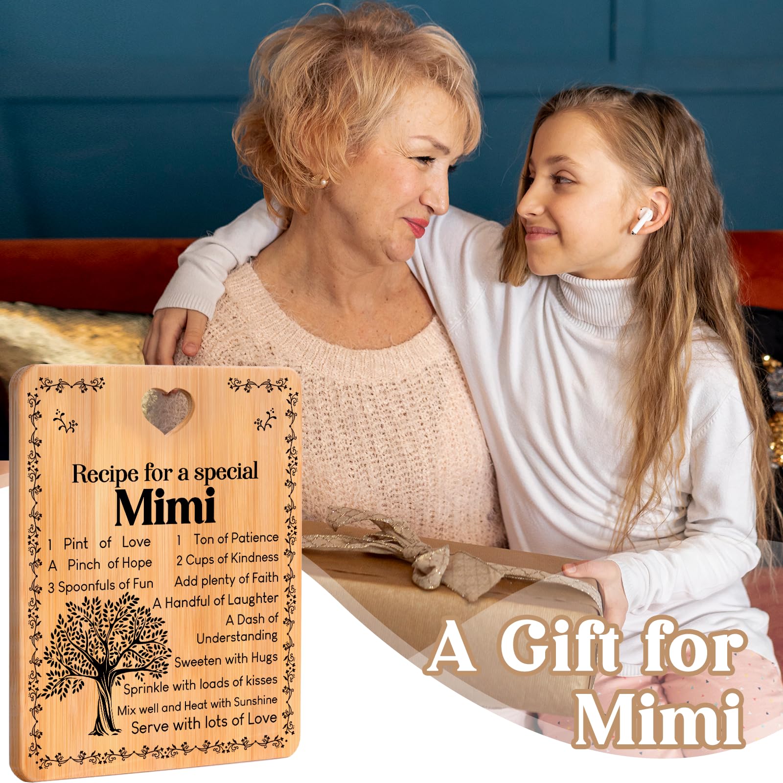 Mimi Gifts -  Recipe for a Special Mimi  Gifts for Mimi Cutting Board Set, Bamboo-Made Engraved Utensil Set Best Mimi Ever Gifts