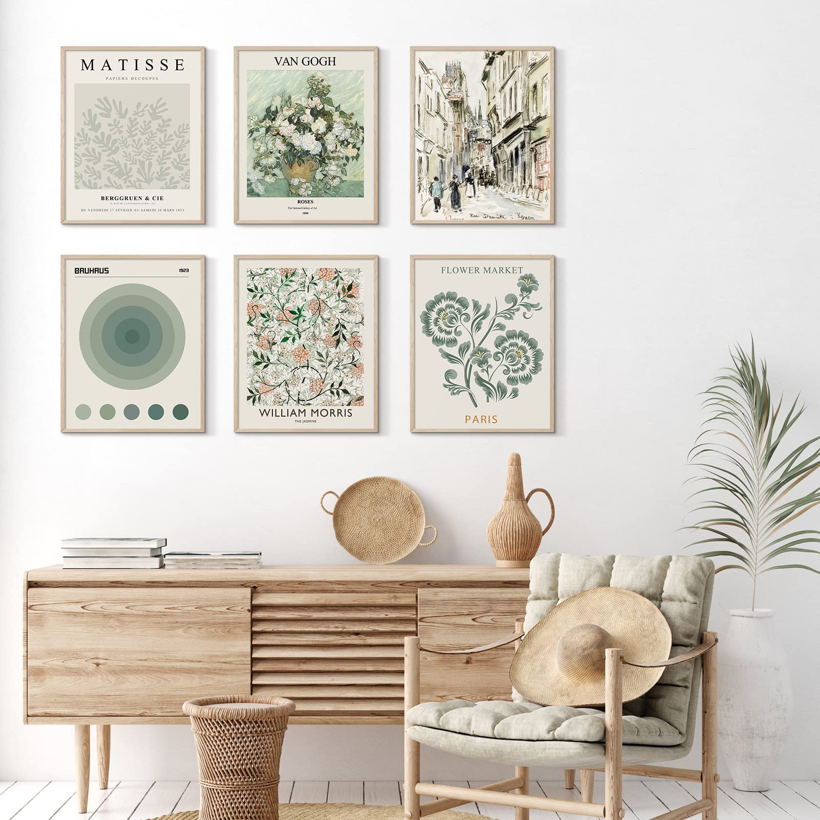 Habseligkeit Sage Green Master Wall Art Prints, Abstract Matisse Wall Art Exhibition Posters, Vintage Art Boho Art Prints, Retro