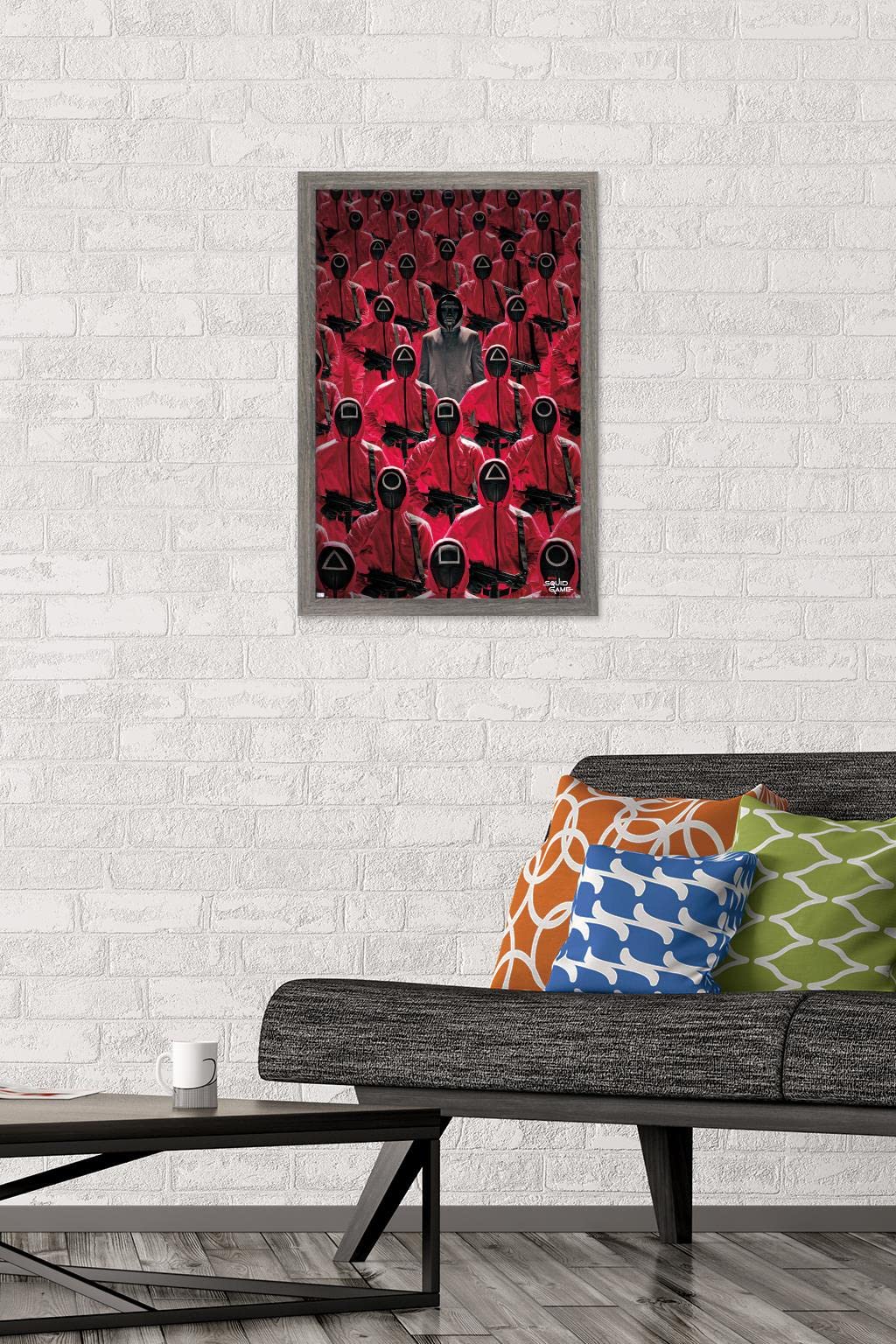 Trends International Netflix Squid Game - Key Art Wall Poster, 14.725'' X 22.375'', Barnwood Framed Version