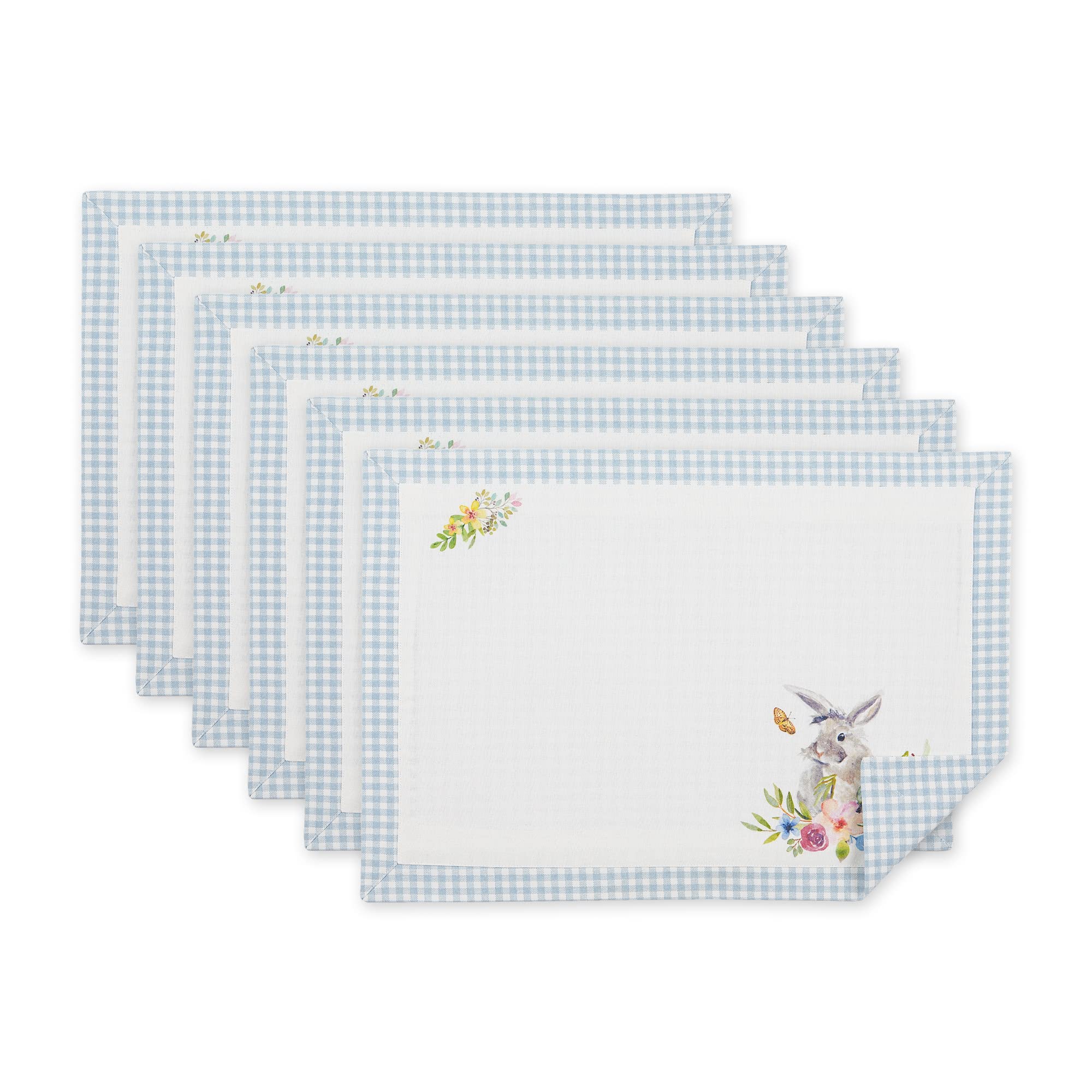 DII Easter Basics Collection Tabletop, Placemat Set, Garden Bunny, 6 Piece