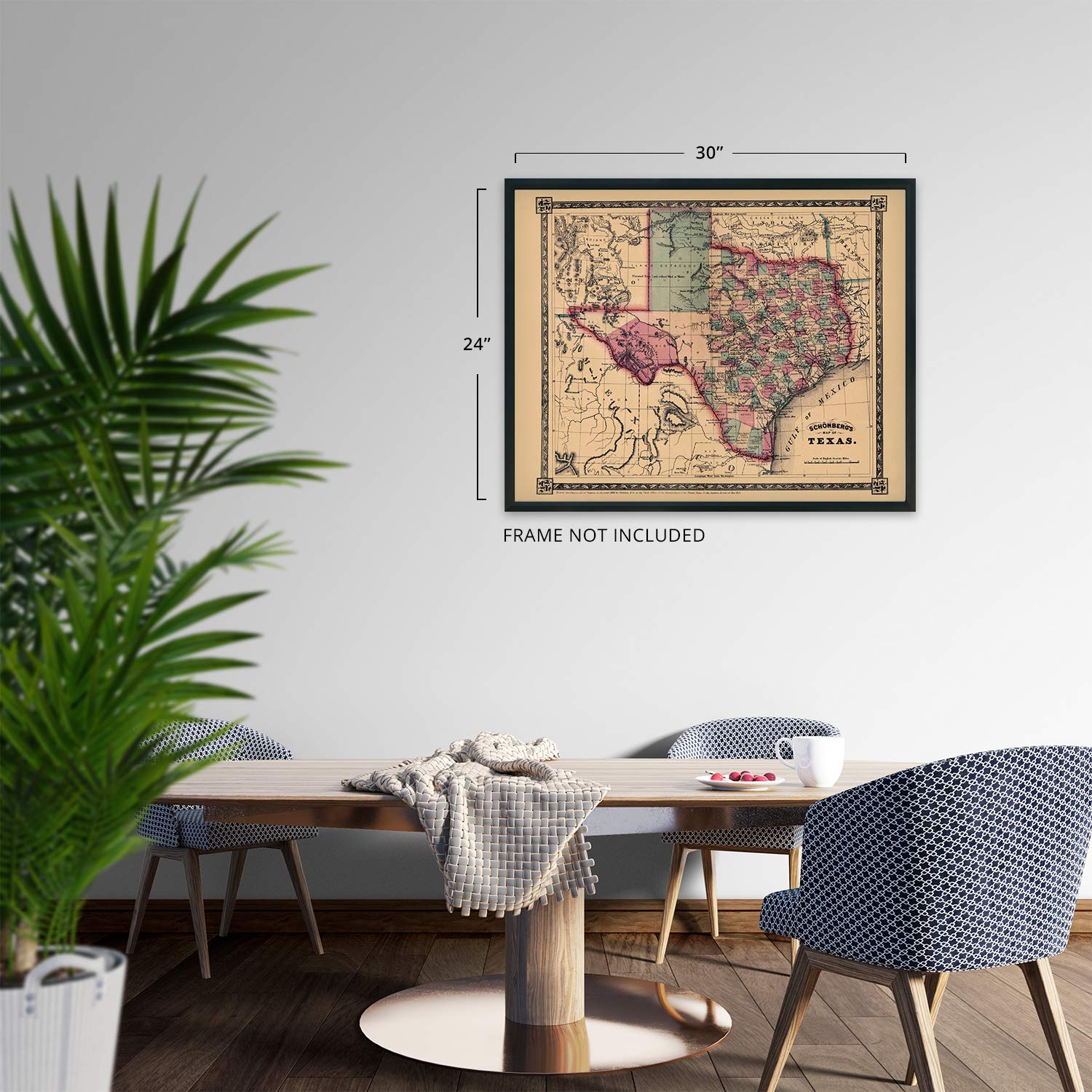 Historix Vintage 1866 Texas Map Poster - 24 X 30 Inch Vintage Texas Map - Texas Map Wall Art - Old Texas Map - Historic Texas Ma