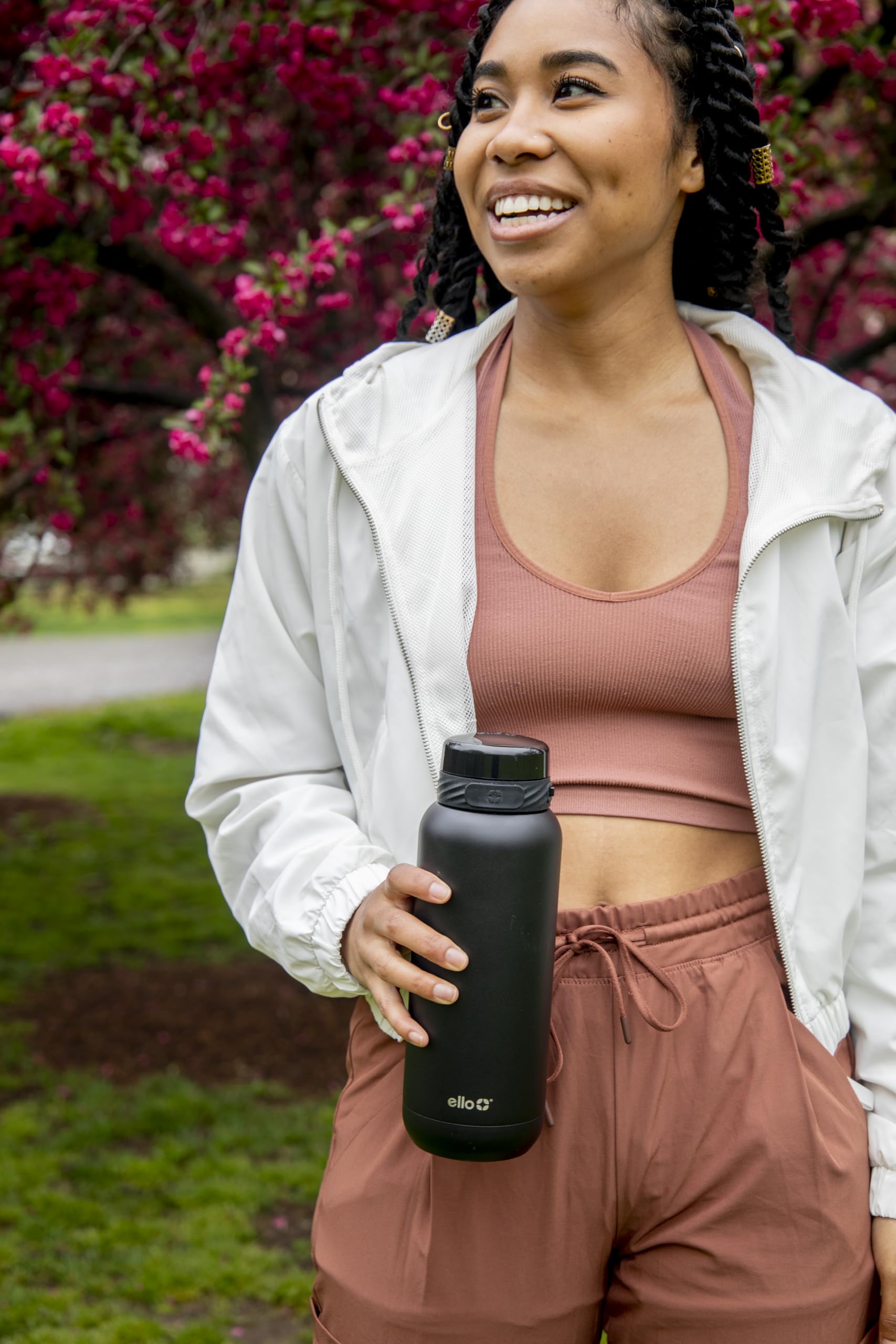 Ello Cooper 32Oz Stainless Steel Water Bottle With Straw And Carry Handle, Double Walled And Vacuum Insulated Metal, Leak Proof