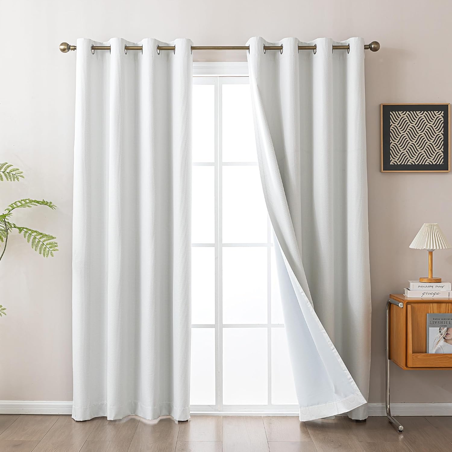 Printed Modern Farmhouse Blackout Curtains for living Room - White