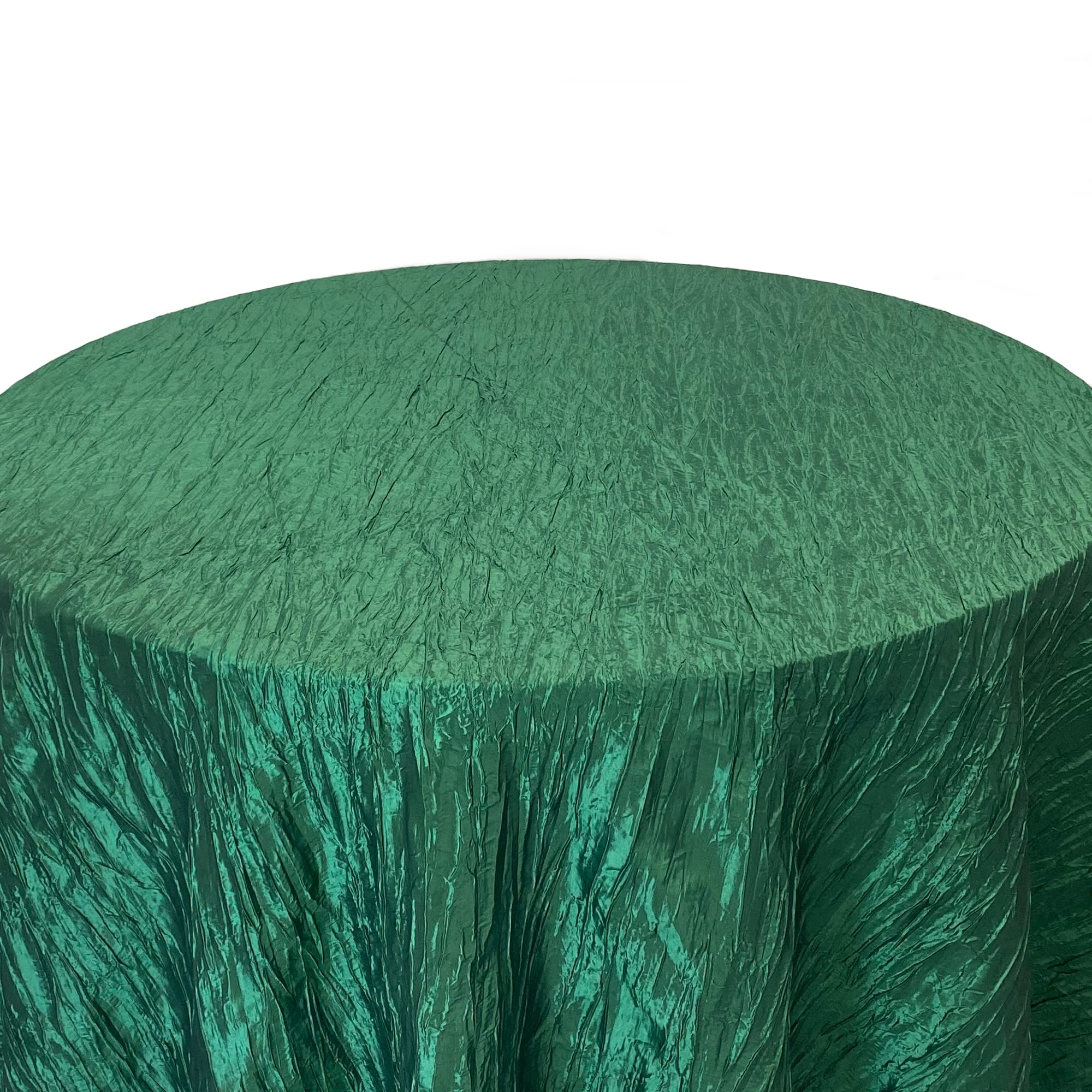 Your Chair Covers - 120 Inch Round Crinkle Taffeta Tablecloth - Hunter Green  Crushed Shiny Dining Table Cloth for Wedding Party Birthday Baby Bridal Shower