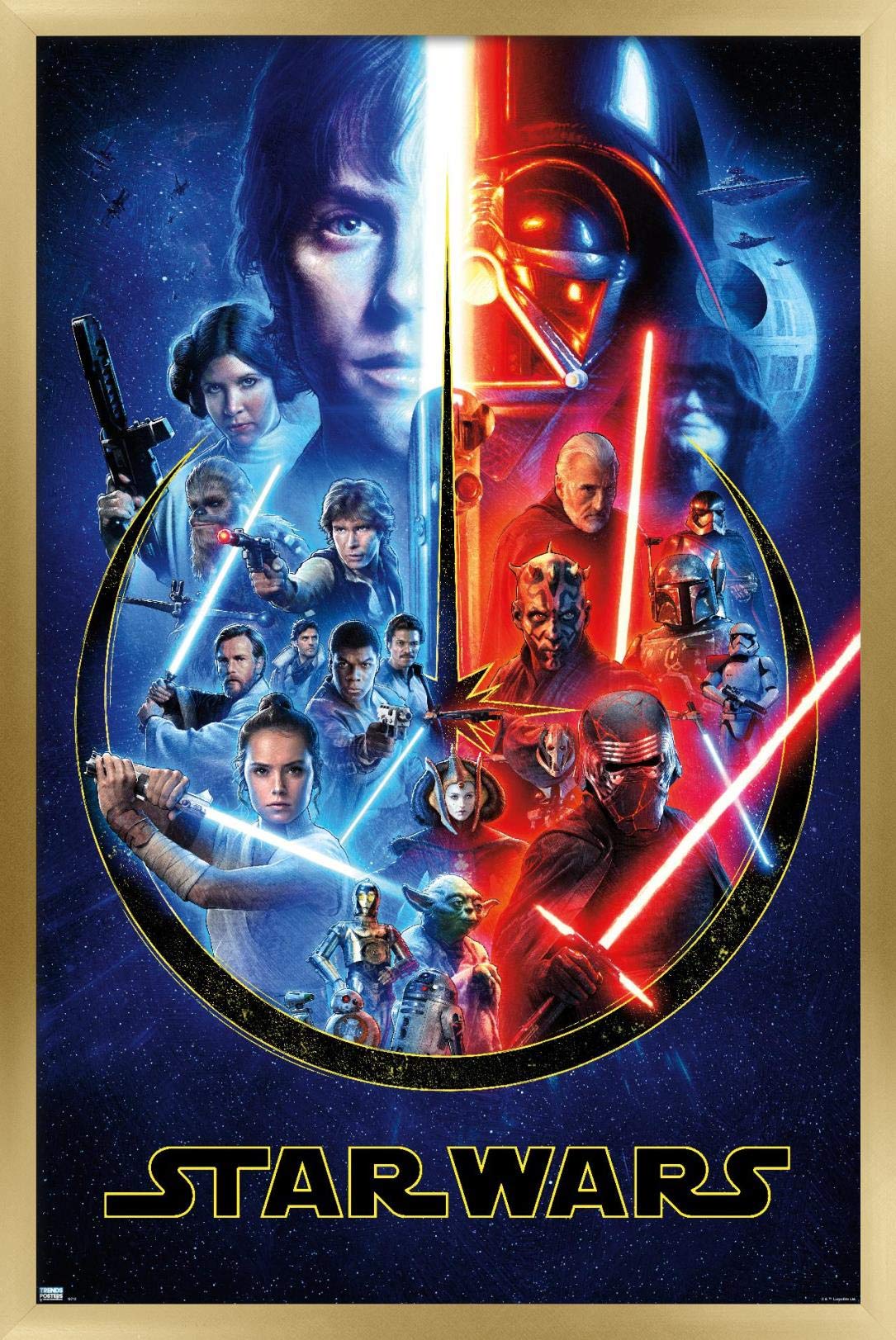 Trends International Star Wars - Skywalker Saga Wall Poster, 22.375'' X 34'', Gold Framed Version