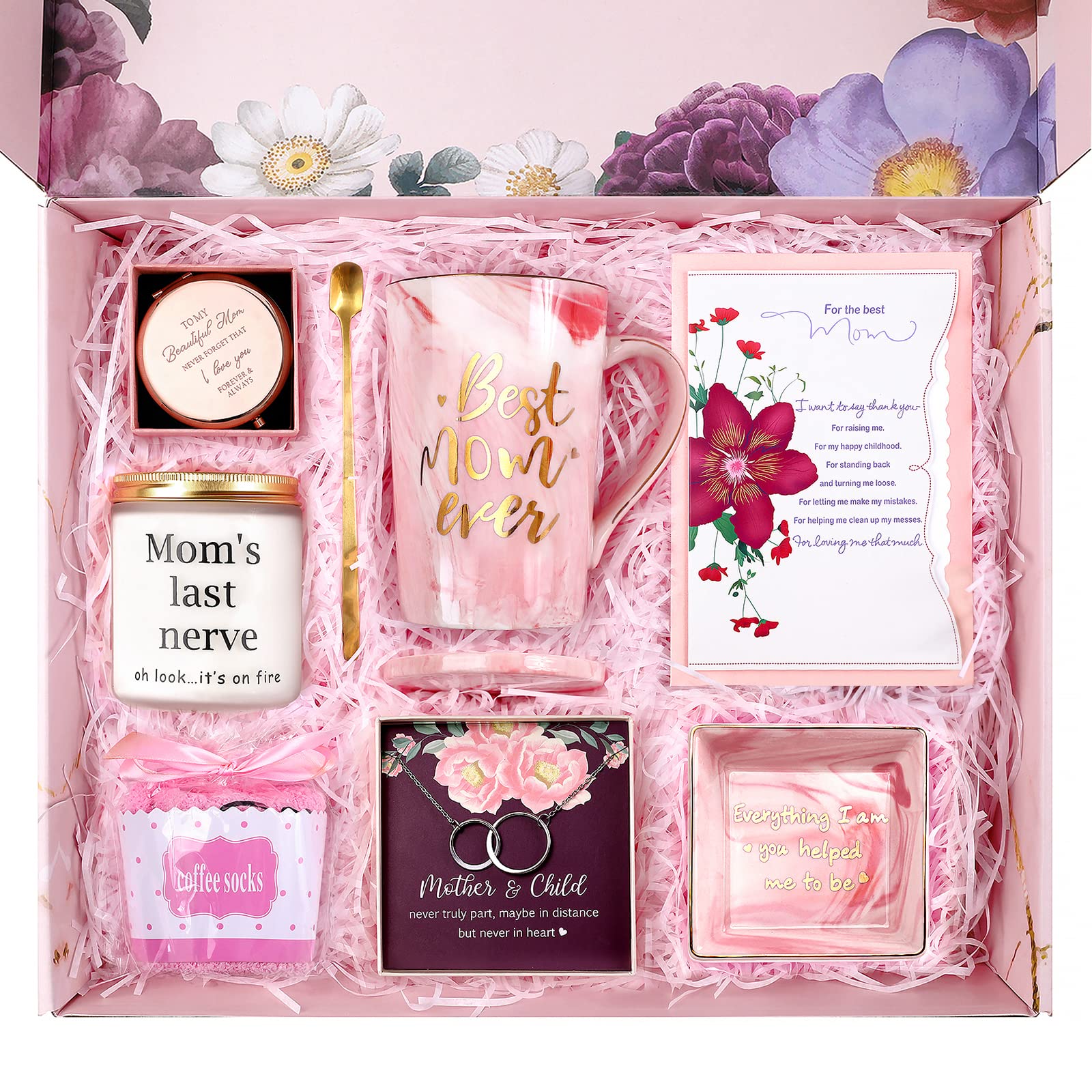 LIKEABLUE Mom Birthday Gifts Basket Set - Unique Pink Gifts for Mother's Day, Christmas & Birthdays, Size ZJ2439