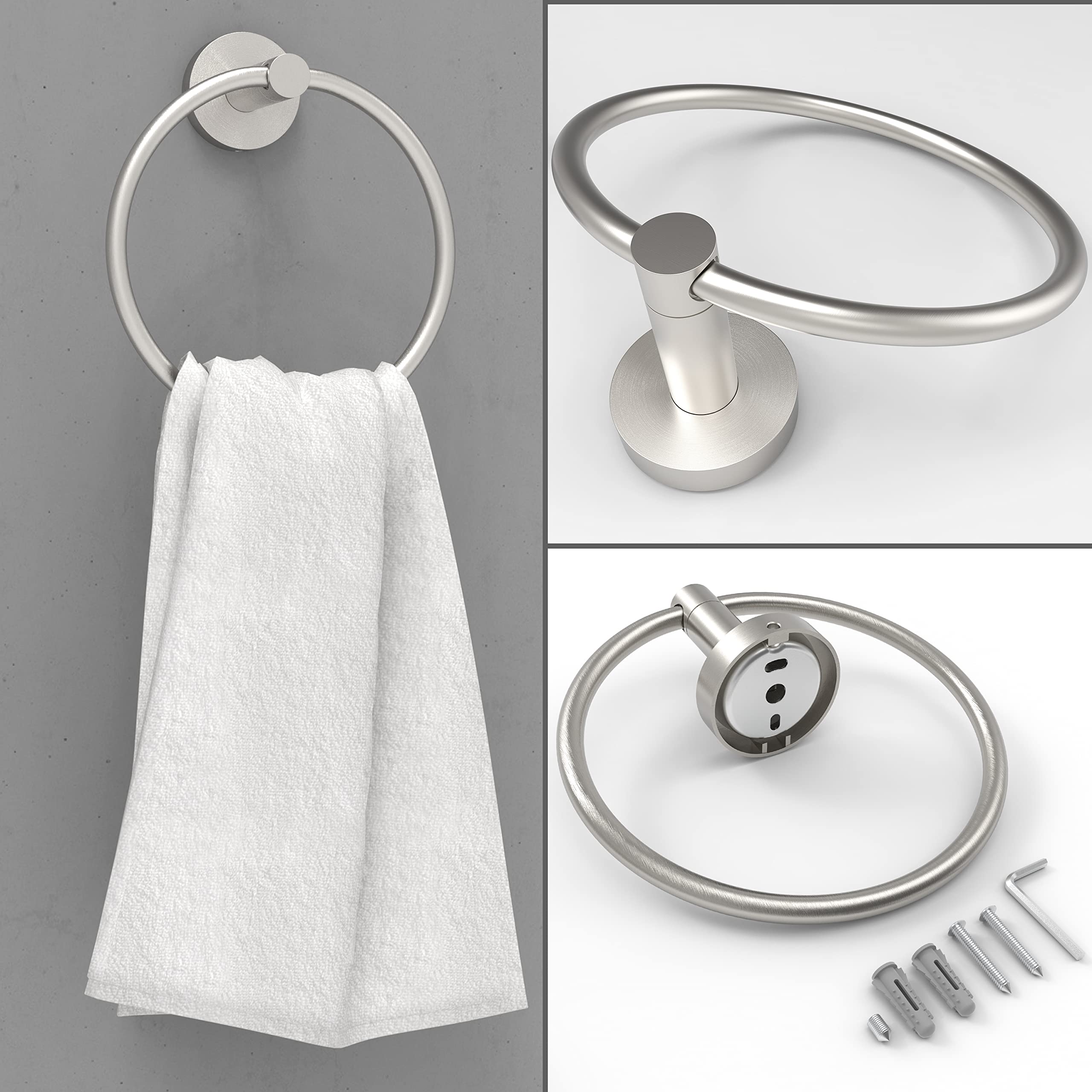 Rarxtr Brushed Toilet Paper Holder & Towel Ring Sus304 Stainless Steel 2Pc Bathroom Hardware Set With Double Post Pivoting Toile