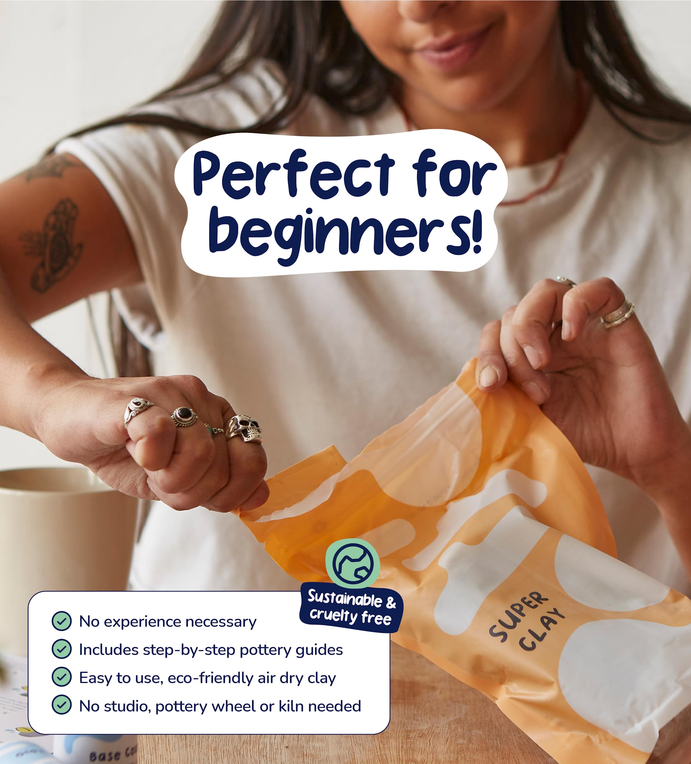 Pottda Home Air-Dry Clay Pottery Kit For Beginners, Pottery Kit For Adults Kit Includes: Air-Dry Clay For Adults, Tools, Paints,