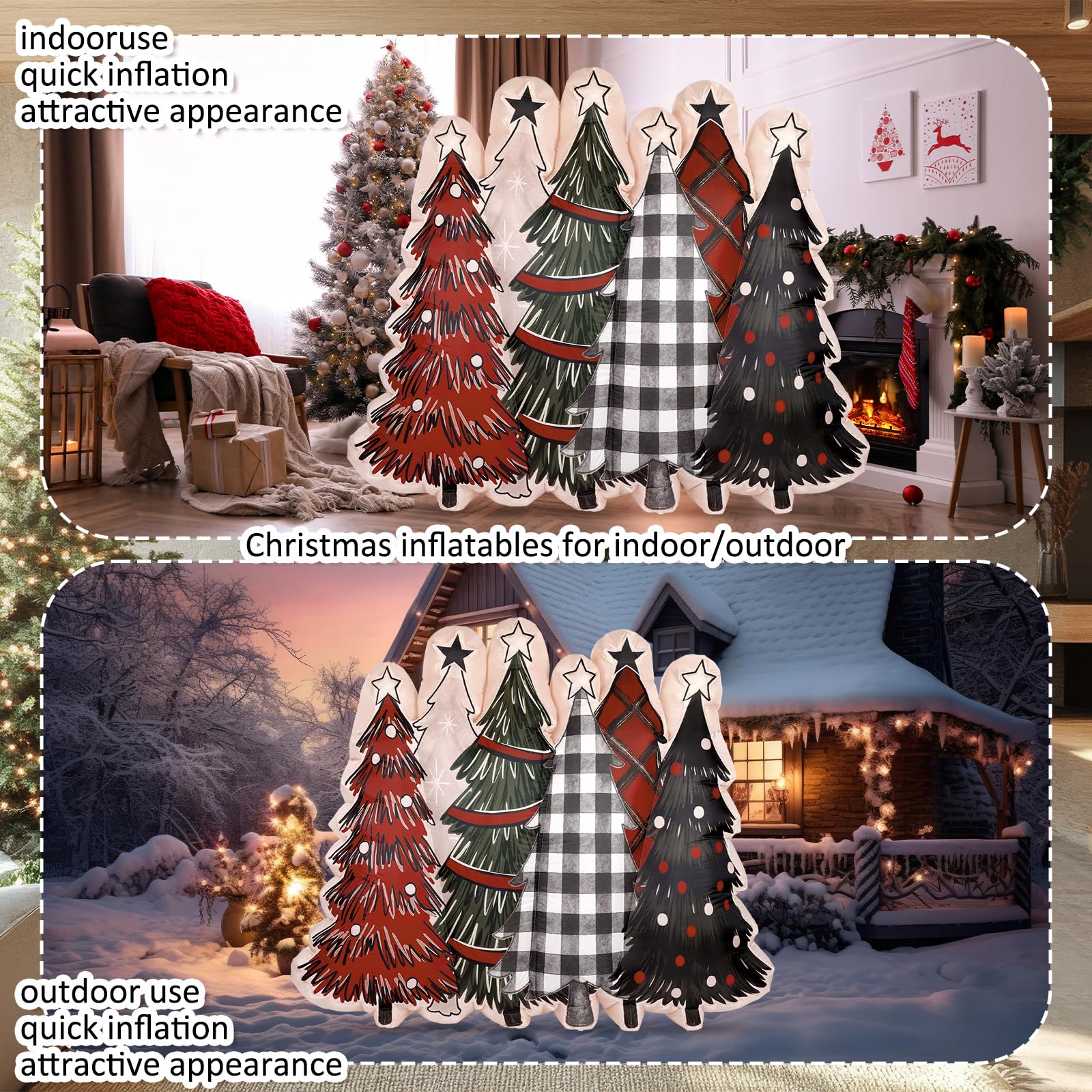 Halloscume 7 ft Christmas Tree Inflatable Outdoor Decorations Blow up Giant Xmas Tree with Built in LED Lights Treetop Star for