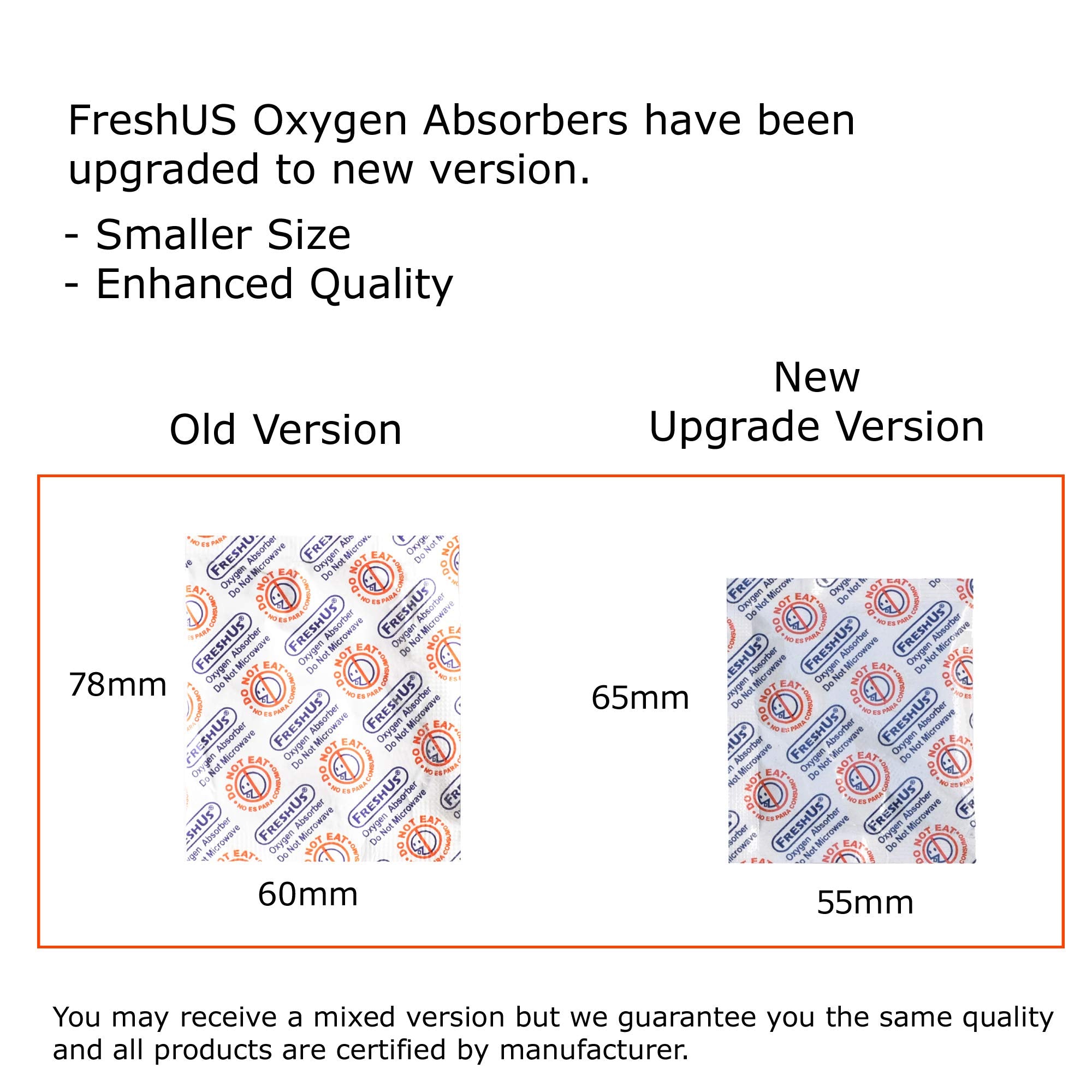 Freshus 500Cc Oxygen Absorber(20 Individual Packs Of 10 Packet, Total 200 Packets) - Long Term Food Storage (200, 500 Cc)