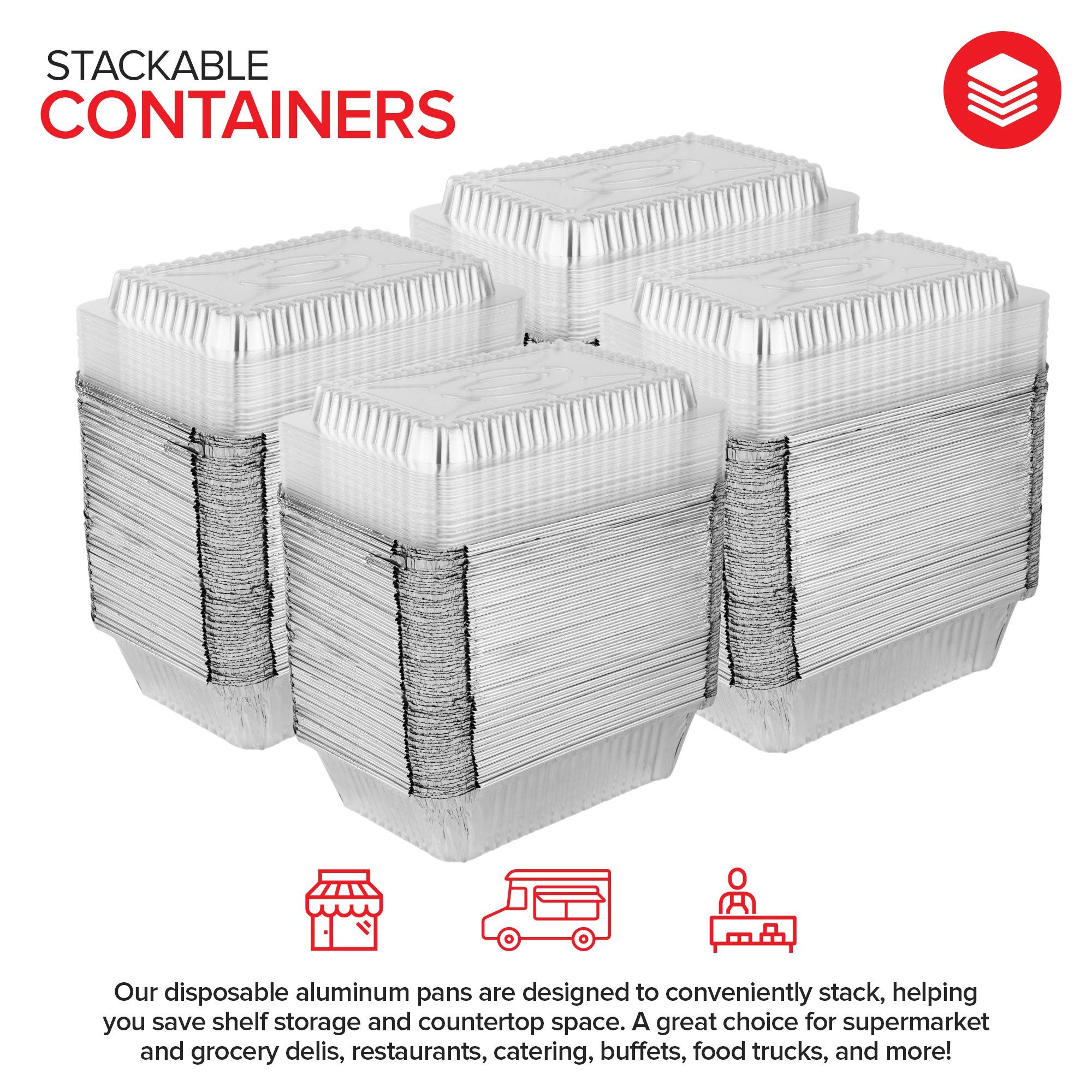 Stock Your Home 2 Lb Small Aluminum Pans With Lids (100 Pack) Foil Pan  Clear Plastic Lid, Disposable Cookware, Takeout Trays Wi