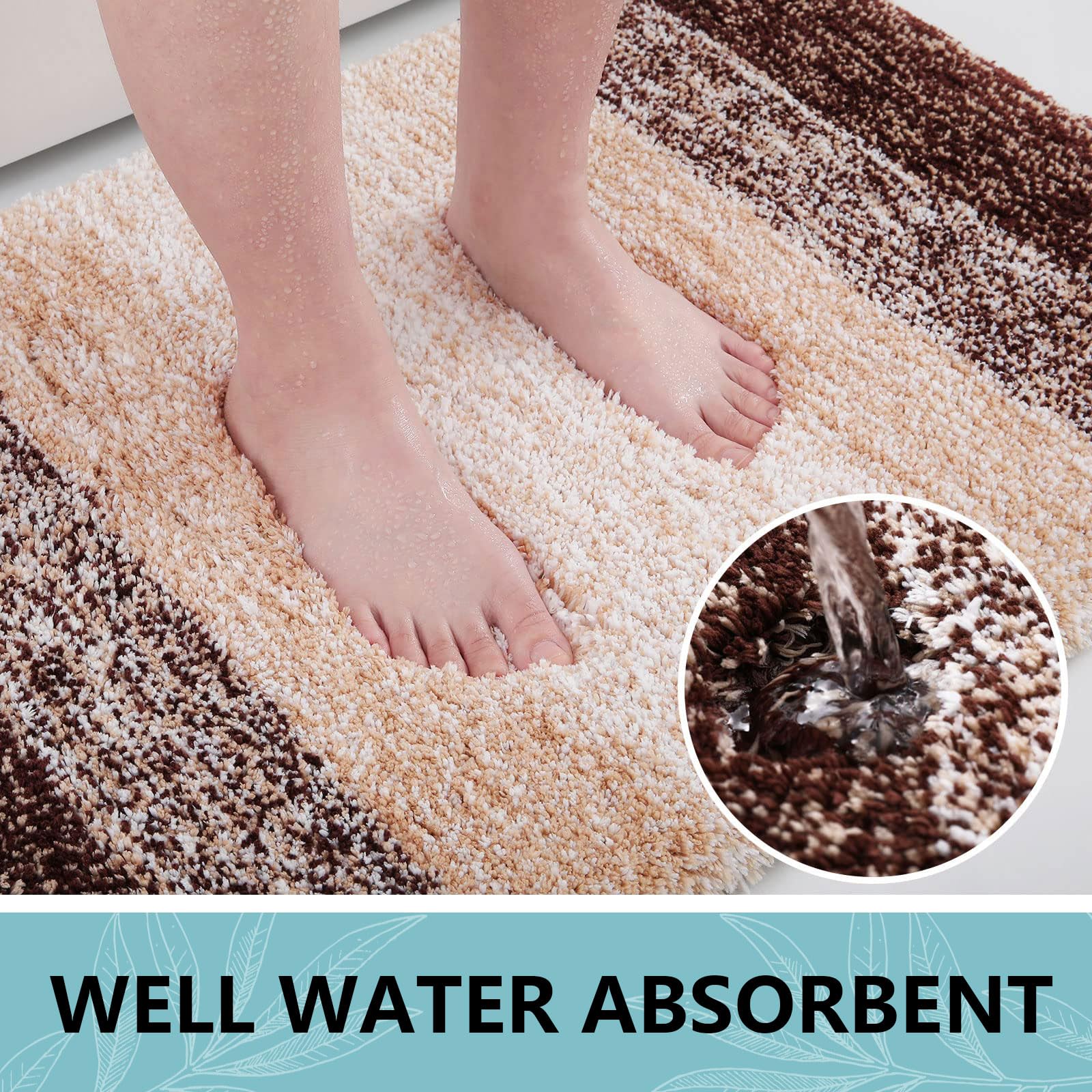 Arotive Microfiber, Shaggy Soft And Absorbent Bath Rug, Non-Slip, Thick Plush, Machine Washable Dry Bath Mats For Bathroom, Tub
